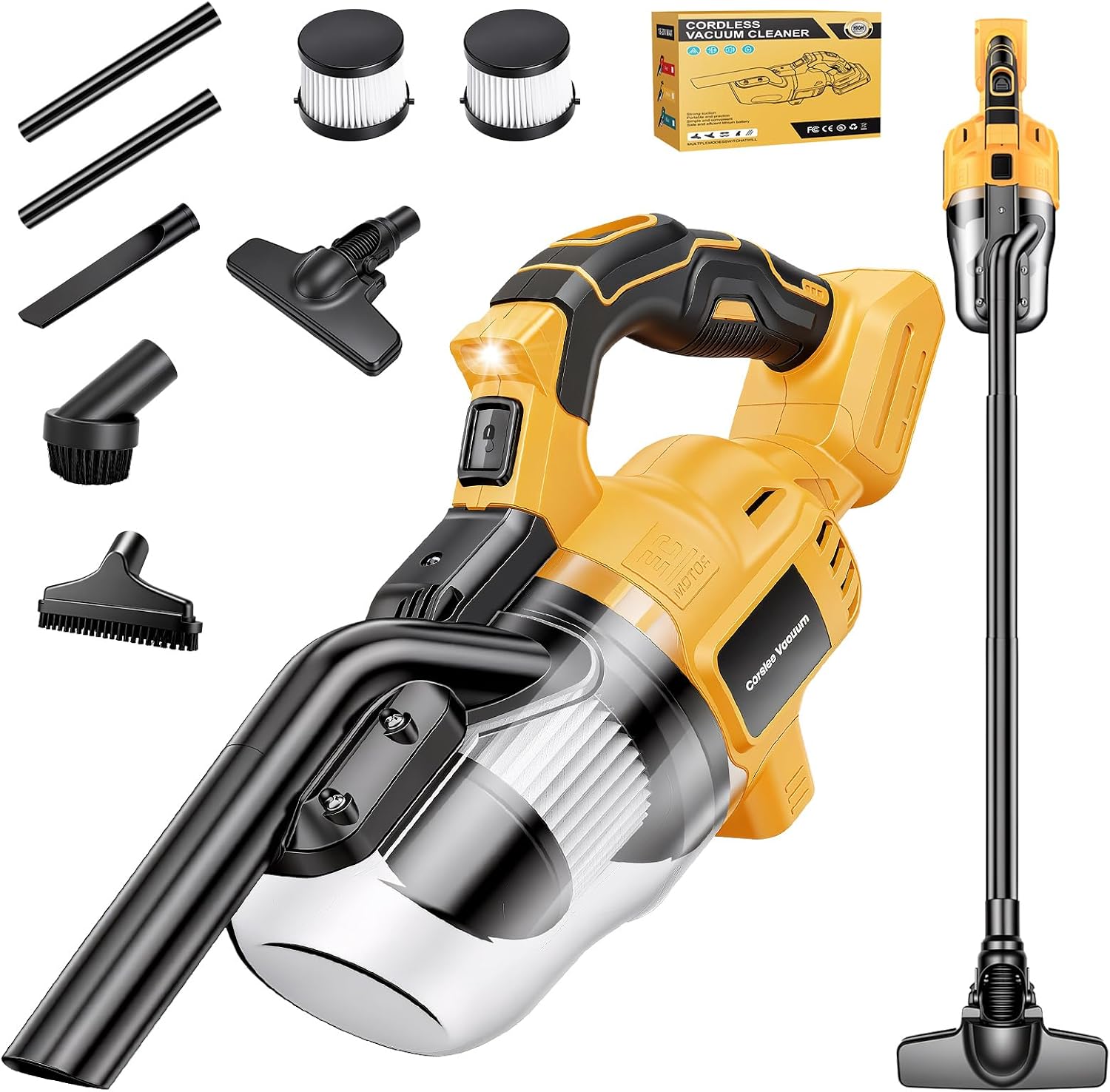 Cordless Vacuum Compatible with Dewalt 20V Battery, 5-in-1 Handheld Vacuum Cleaner with 400W Powerful Motor, 46 CFM Portable Hand Vacuum for Home Floor and Carpet (Battery Not Included)