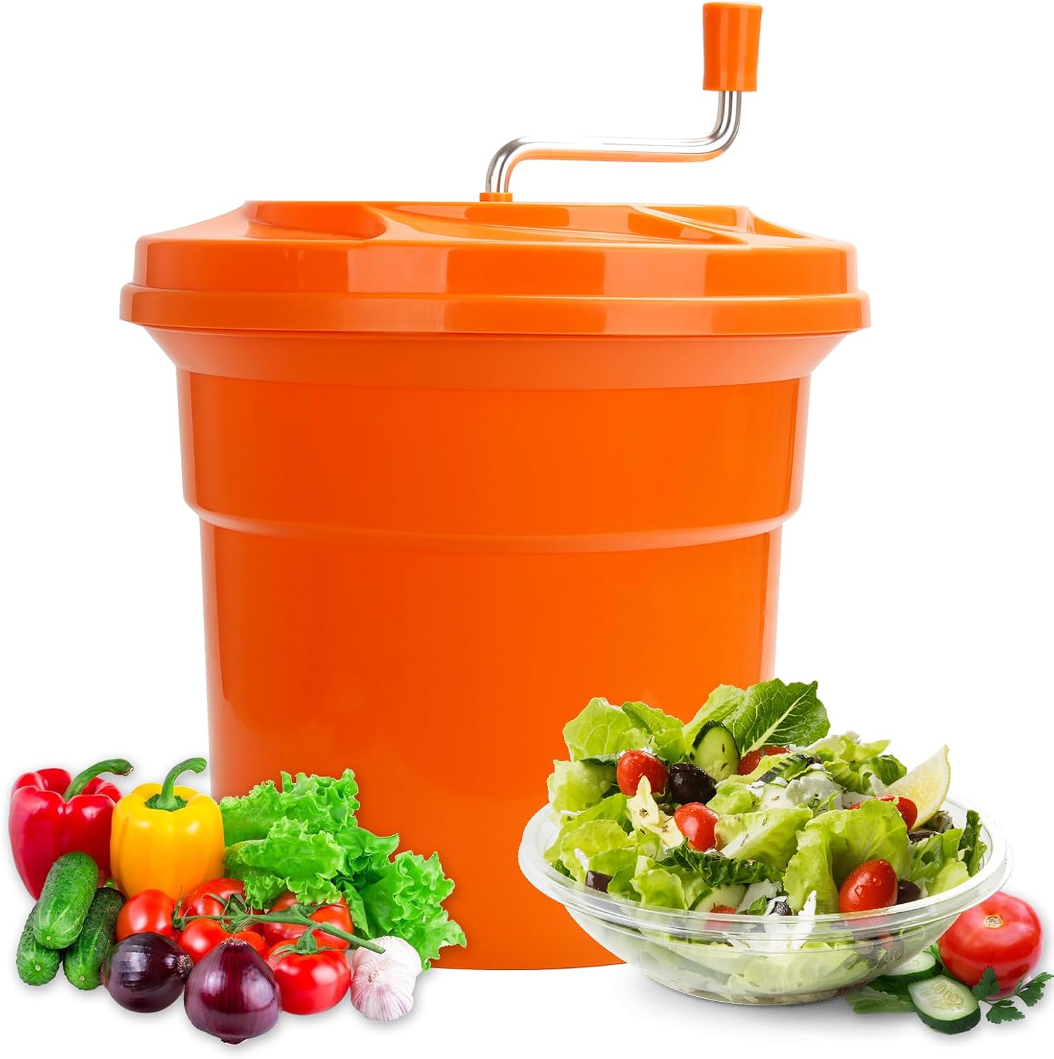 YBSVO 5-Gallon Commercial Salad Spinner Dryer | Heavy Duty Large Lettuce Dryer & Vegetable Washer – Manual Food Prep Spinner for Restaurants & Catering