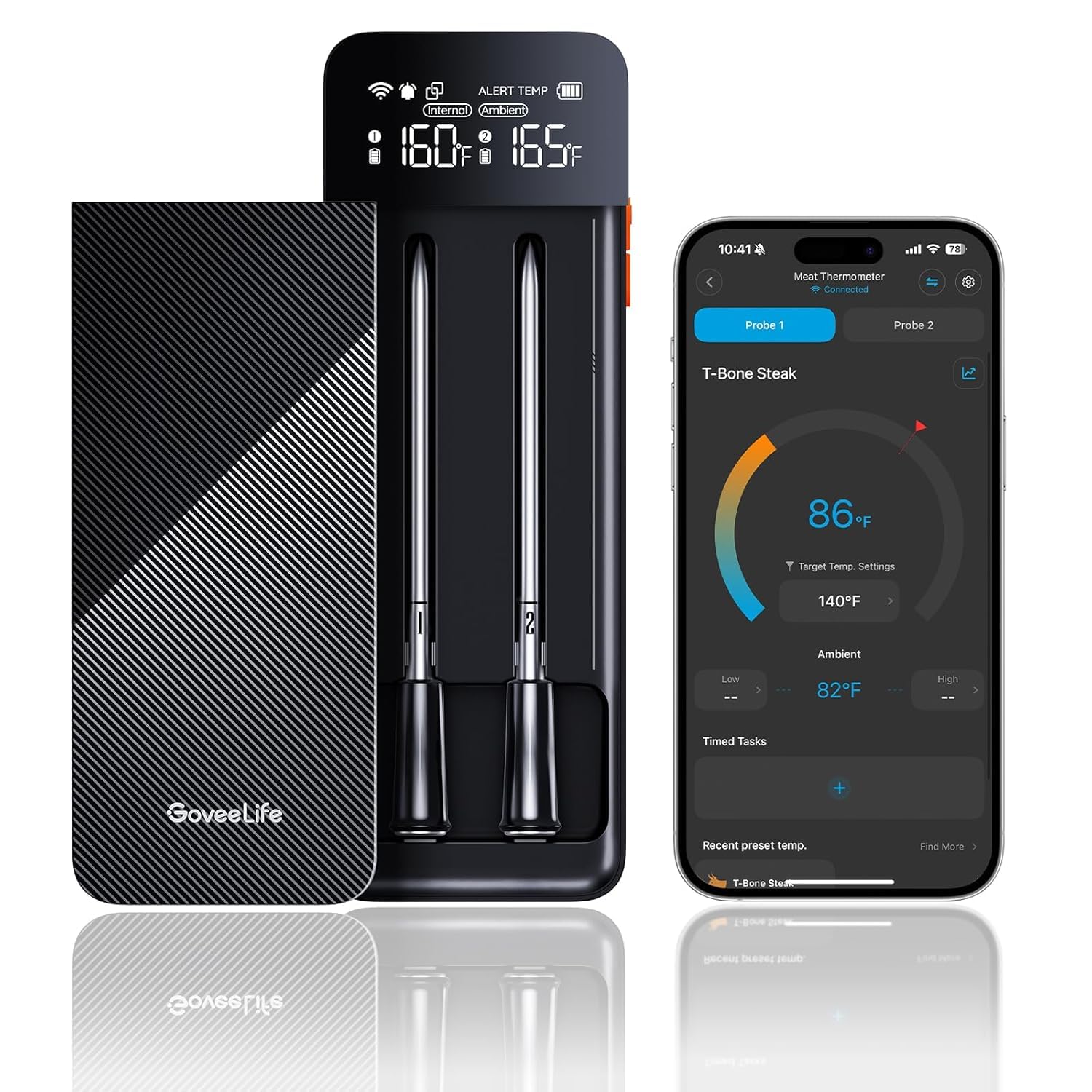 GoveeLife Smart Wireless Meat Thermometer Digital 2 Probes with App Alarm | Stable Bluetooth WiFi Transmission, IP68 Waterproof, Standalone Charge Magnetic Base, Grill Thermometer for BBQ, Smoker, Oven