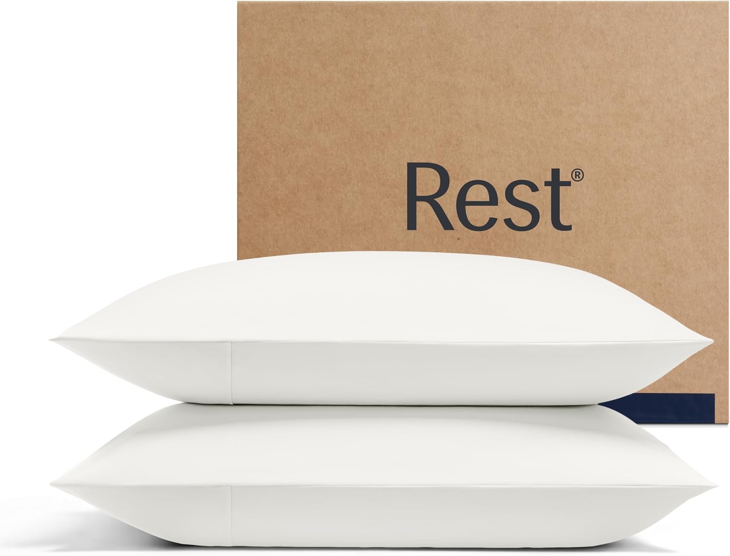 REST® Evercool®+ Cooling Pillowcases for Hot Sleepers, Standard, 2PCS | IONIC+ silver-infused yarn for hygienic sleep, cool-to-touch, silky smooth for hair, high-elastic snug fit, machine washable