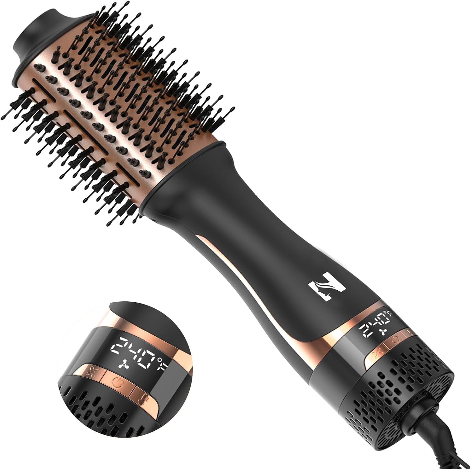 Nicebay Hair Dryer Brush with Display Screen, Anti-Frizz Styler Volumizer | Blow Dryer Brush Fast Styling, One Step Blowout Brush, More Shine, Oval Ceramic Barrel, Negative Ion