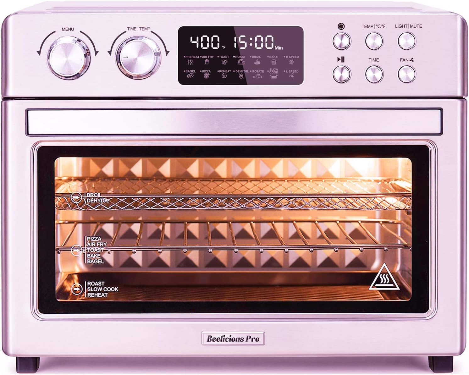 28QT Air Fryer Toaster Oven Combo, Large 12-in-1 Convection Countertop Oven with 3-Layer Cooking, Rotisserie for Chicken, 6 Heating Tubes, Fast Preheat, Fit 11″ Pizza, All Accessories, Silver Red