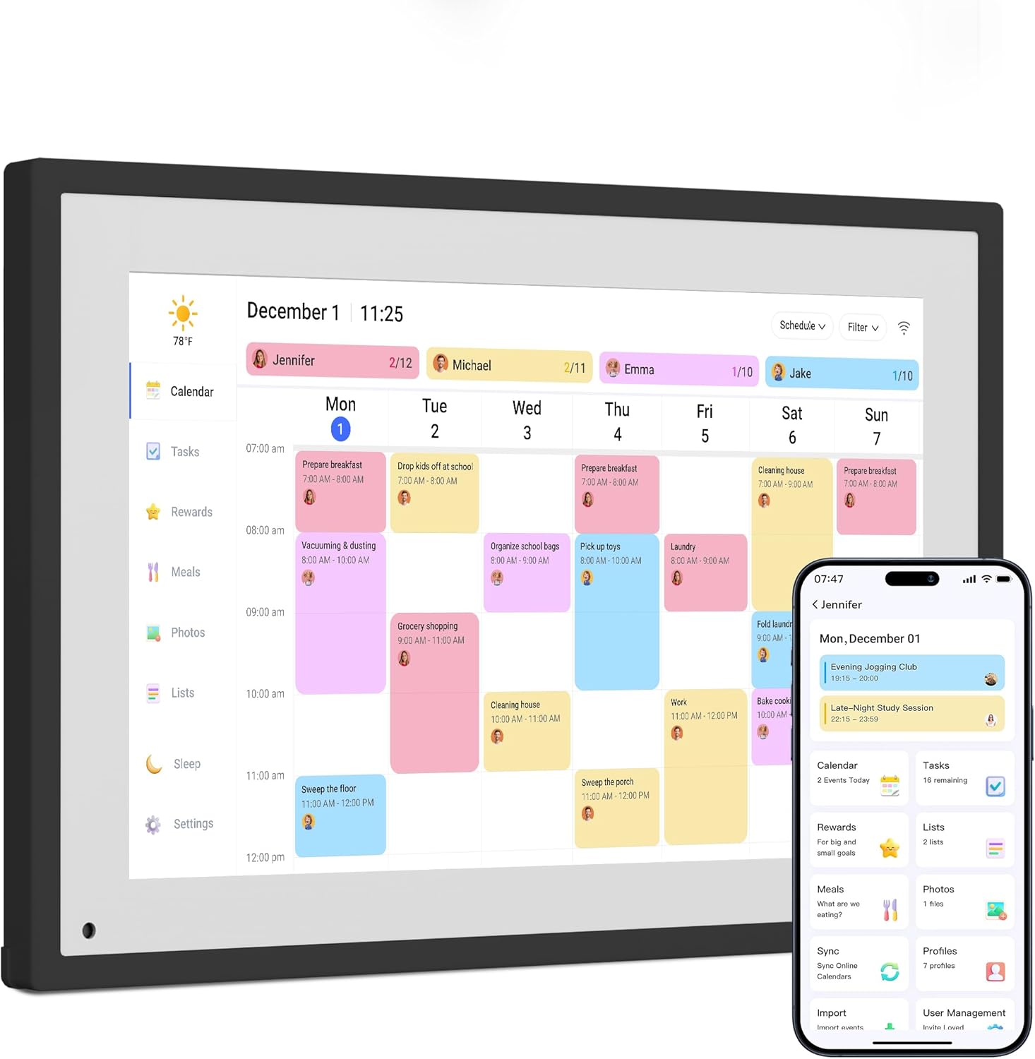 Dragon Touch 10.1 inch Digital Calendar & Chore Chart – Interactive Touchscreen Smart Family Planner,Digital Picture Frame for Mom, Women, Christmas & Weddings
