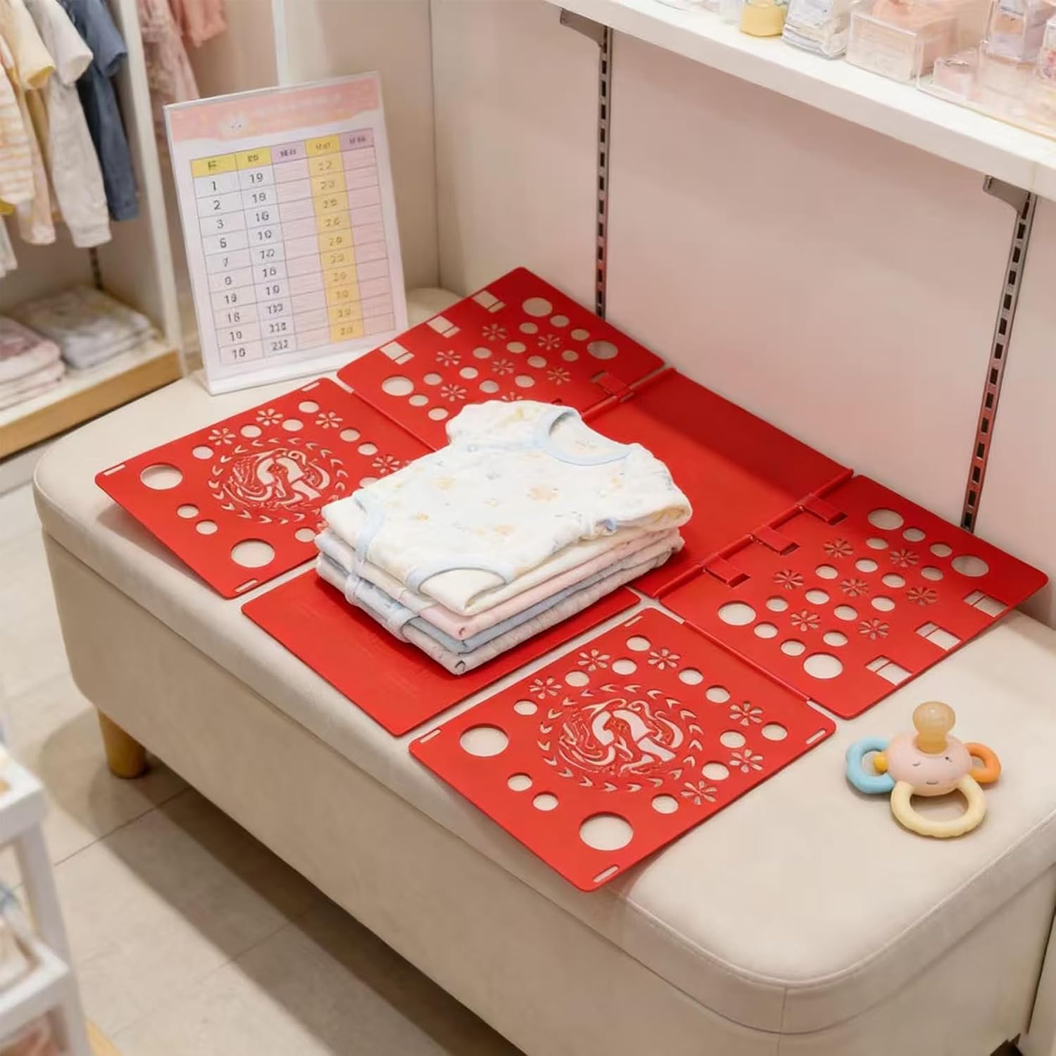 Adult Clothes Folding Board, Blue Plastic Laundry Organizer with Dragon Design, T-Shirt Folder Helper for Fast Folding (RED)