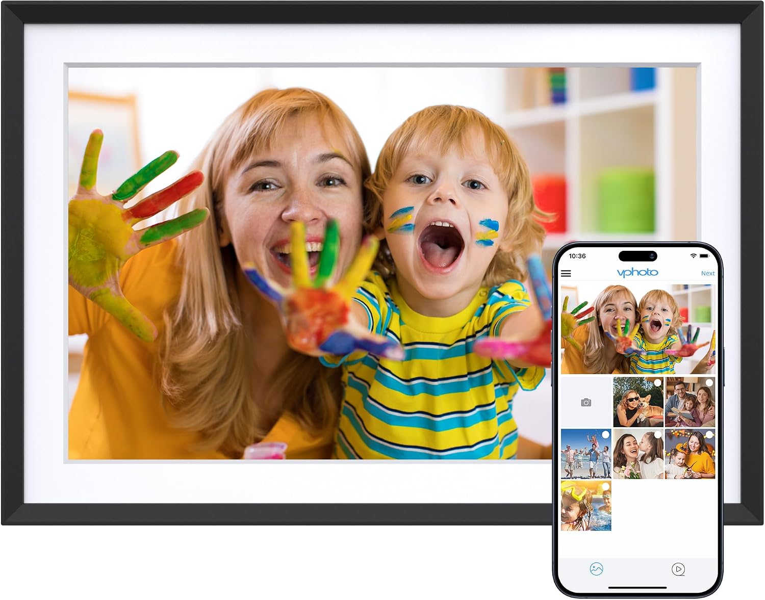 Dragon Touch 10.1” WIFI Digital Picture Frame – 1280*800 HD IPS Touch Screen Digital Photo Frame Display, Auto-Rotate, Share Photos/Videos Instantly via Free App Best Gifts for Birthday, Wedding, Mom