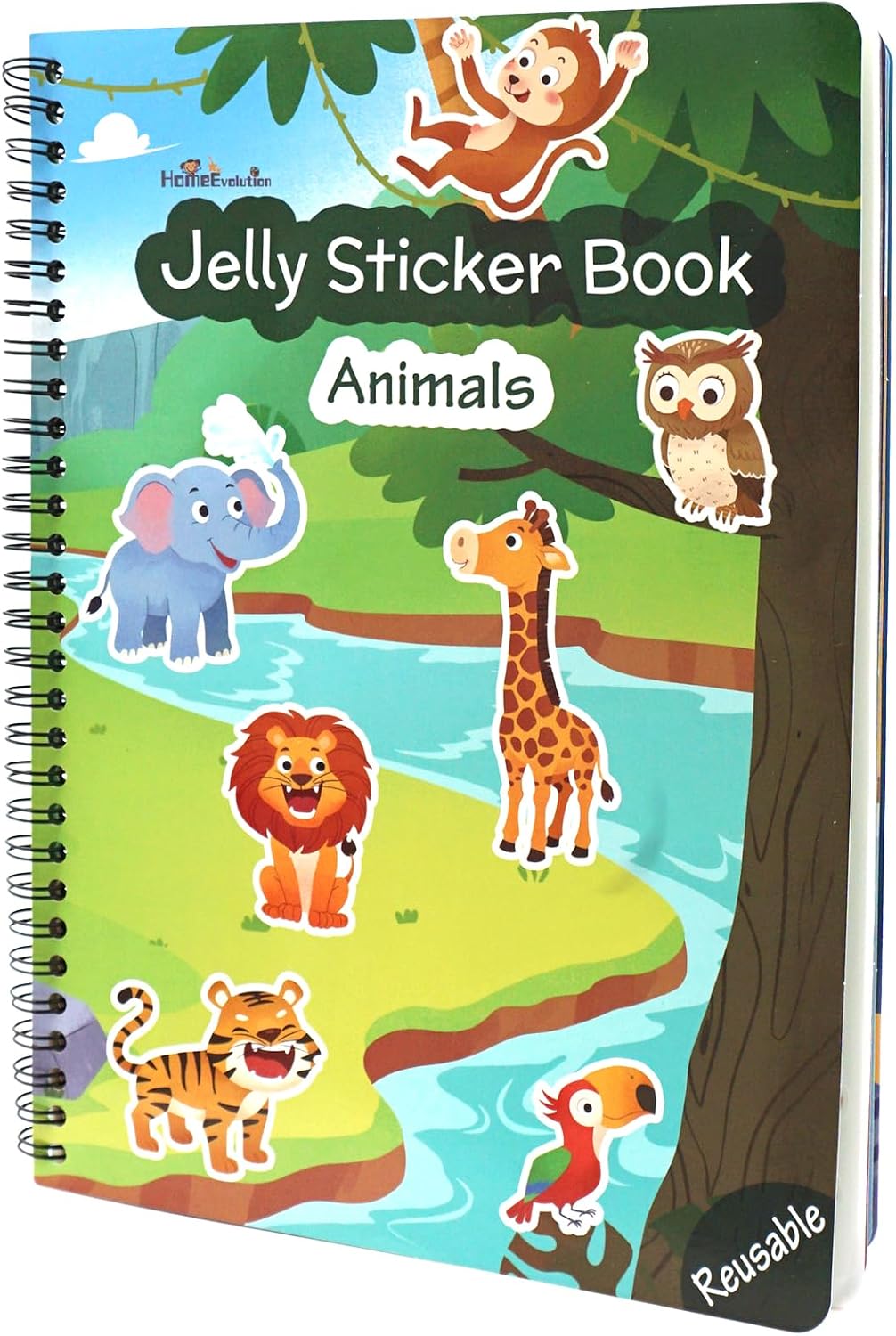 Reusable Sticker Book for Toddlers, 50 PCS Washable Jelly Stickers, 8 Play Scenes (7 Habitats) Animal Sticker Activity Book for Kids, Road Trip Travel Toys