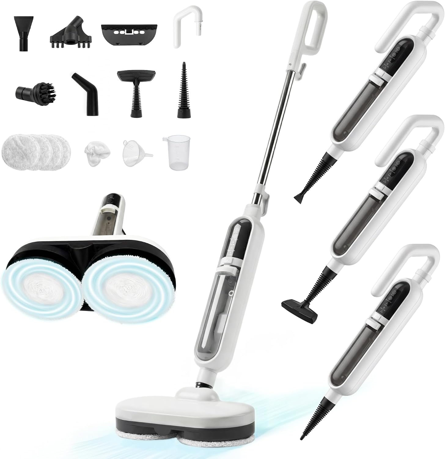 Livatro Scrubbing Steam Mop for Floor Cleaning with Rotating Pads Steamer | 2 in 1 Steam Cleaner, 500ML Tank, 15-in-1 Multipurpose Handheld Floor Steamer, for Hardwood Floors Clothes Window Tile Carpet