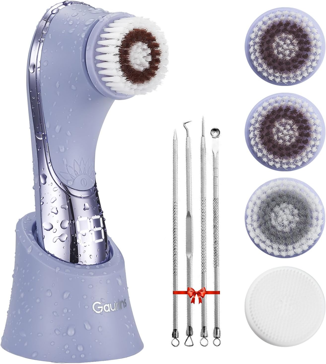 Facial Cleansing Brush, Rechargeable Electric Face Scrubber, 2 Speed Modes | IPX7 Waterproof Electric Spin Cleanser with 4 Brush Head, for Exfoliating, Deep Cleansing Removing Blackhead, Face Massaging