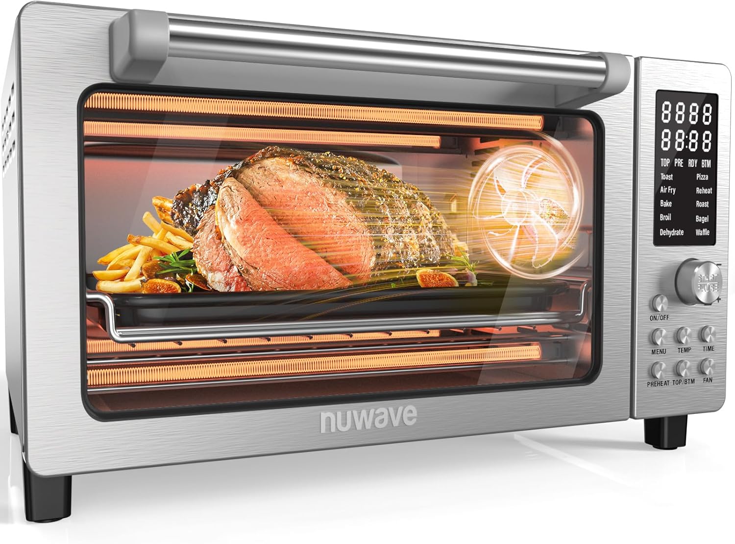 Nuwave Bravo Pro Smart Air Fryer Toaster Oven Countertop Combo | 10-in-1 Cooking Functions, 1800W, 50-450°F, 21-Qt, PFAS-Free, Upgraded Super Convection