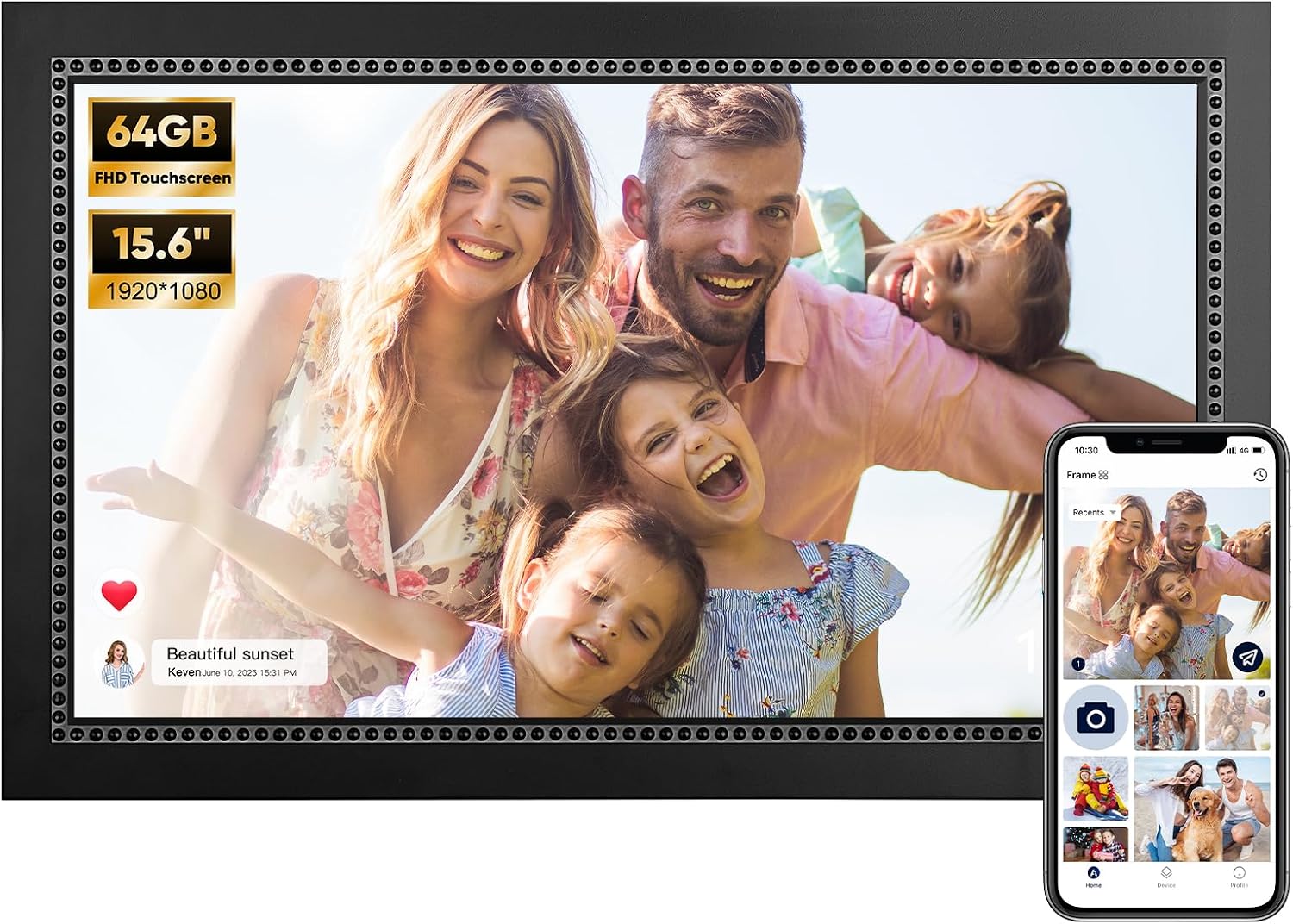 Digital Picture Frame 15.6 Inch Digital Photo Frame with 64GB Storage, 1920 * 1080 IPS FHD Touchscreen, WiFi Smart Frame Share Photos and Videos Instantly from Anywhere via AiMOR App