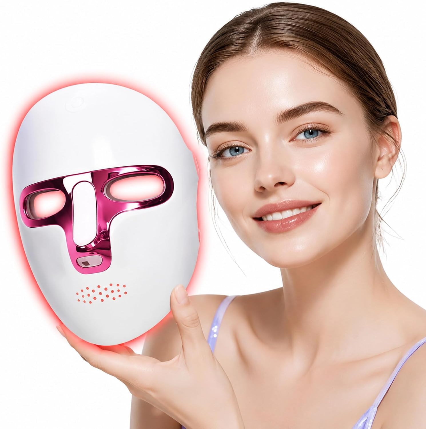7 Colors Red Light Therapy for Face, LED Facial Mask, Rechargeable | Cordless Red Light Mask, 7 Colors LED Modes, USB-C Portable, Ergonomic Lightweight Design, Home & Travel Skincare