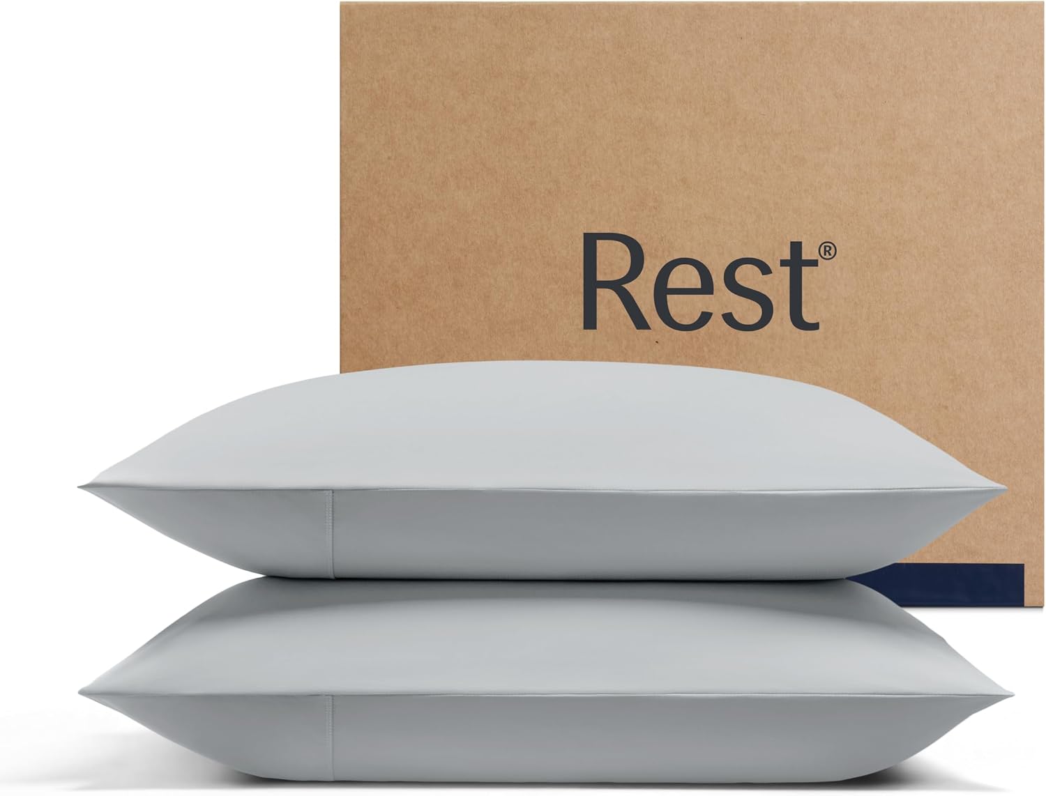 REST® Evercool®+ Cooling Pillowcases for Hot Sleepers, Standard, 2PCS | IONIC+ silver-infused yarn for hygienic sleep, cool-to-touch, silky smooth for hair, high-elastic snug fit, machine washable