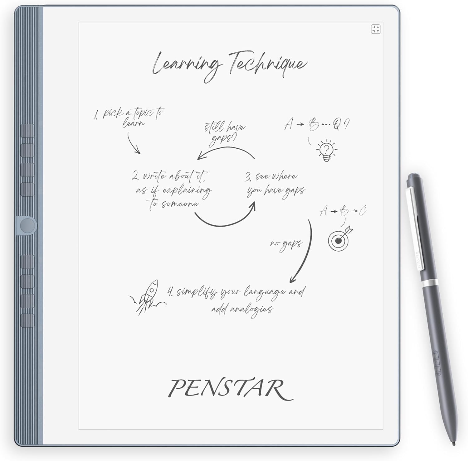 Penstar eNote2 Paper Tablet – E-Ink Digital Notebook, 10.3” AI Note-Taking Tablet, 8192 Levels Pressure, 128GB Storage, 6500mAh Battery, Ereader with Pen and Leather Folio Cover Buddle