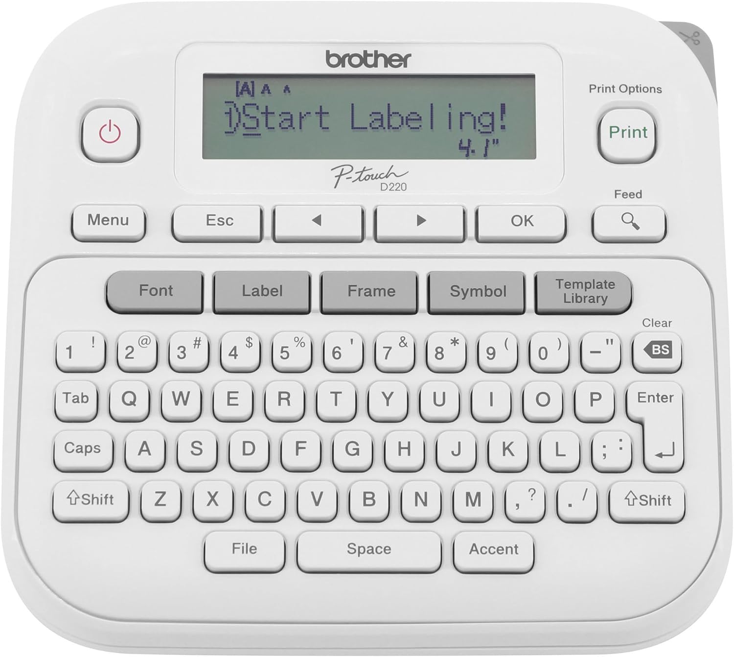 Brother P-Touch PTD220 Home/Office Everyday Label Maker | Prints TZe Label Tapes up to ~1/2 inch White | Qwerty Keyboard, Prints on Brother Tze Laminated Tapes Up to 12mm, 180 Dpi, 2-Line Print, Saves 30 Labels