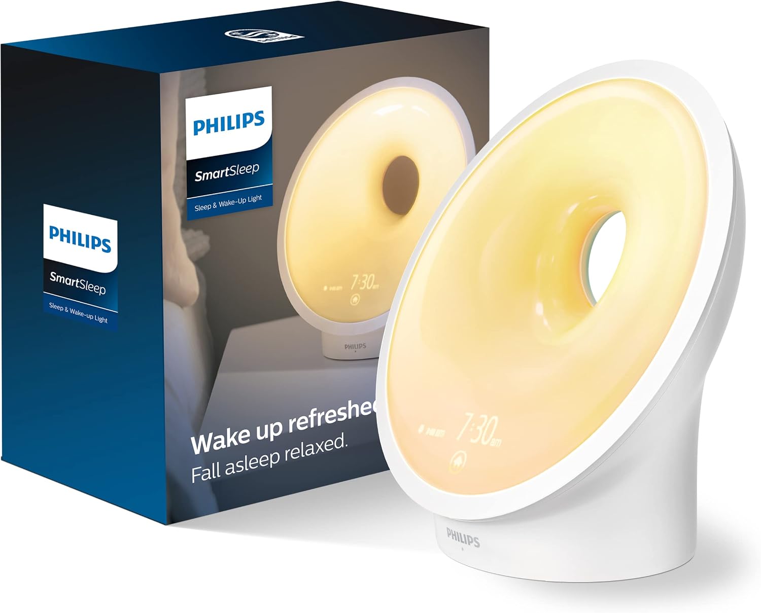 PHILIPS SmartSleep Sleep and Wake-Up Light, Simulated Sunrise and Sunset, Multiple Lights and Sounds, RelaxBreathe to Sleep, HF3650/60
