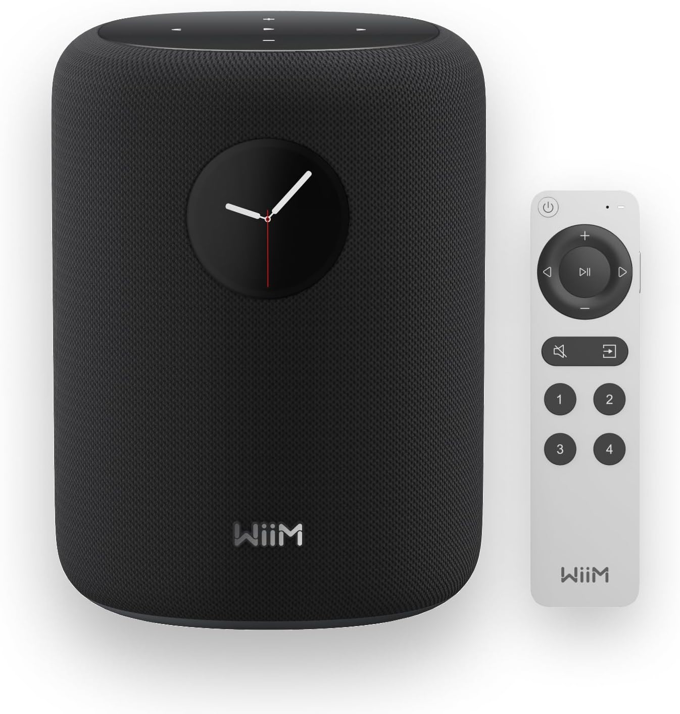 WiiM Sound Smart Speaker with Hi-Res Audio, WiFi and Touchscreen, Black | 100W peak 2.1 stereo, 1.8″ touch display, AI RoomFit, multi-room audio, stereo pairing, WiFi 6E, voice remote included.