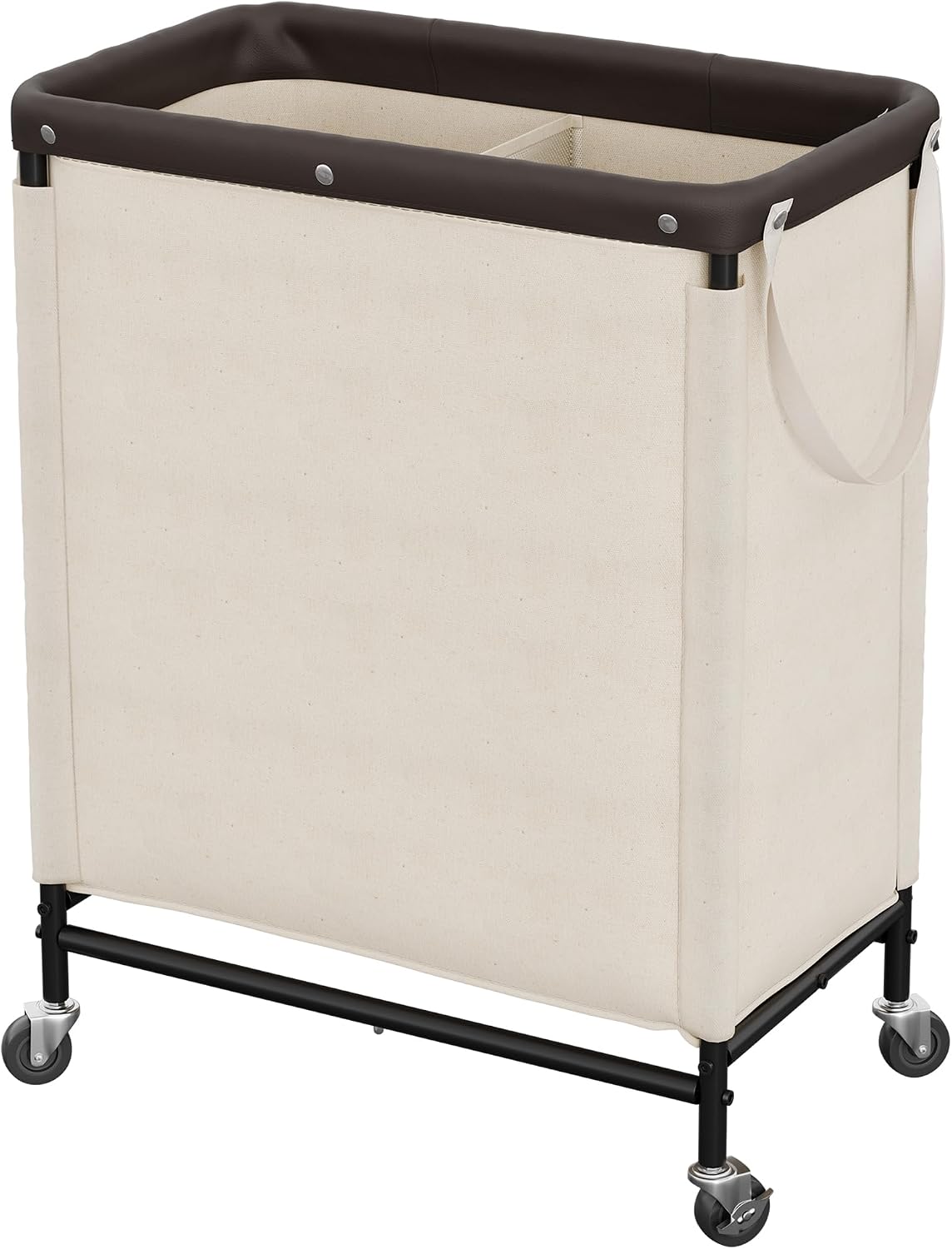StorageWorks 2 Section Laundry Hamper, 100L Beige Sorter Cart with Wheels | Laundry Basket with Handles, Beige Sorter Cart for Bedroom, Bathroom, Apartment, Dorm