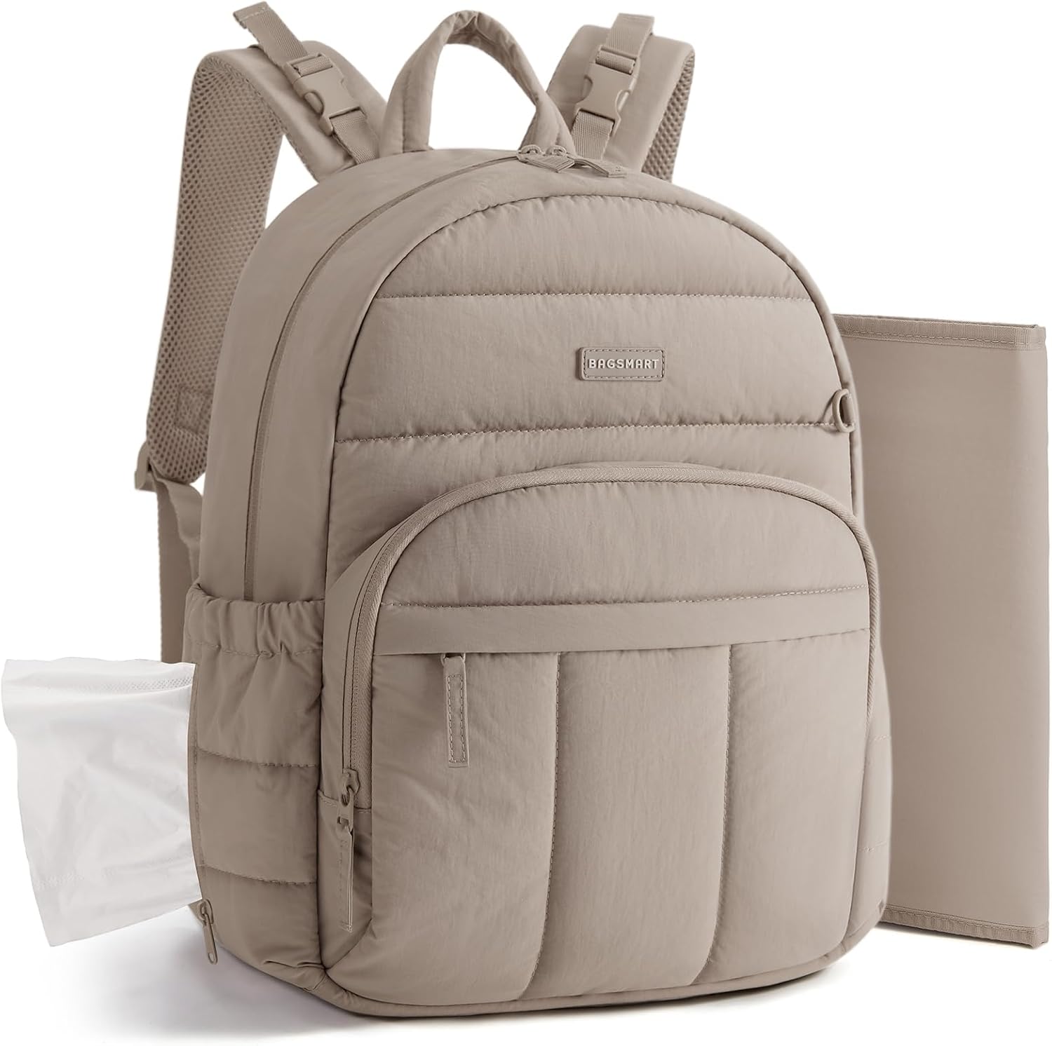 BAGSMART Baby Diaper Bag with Waterproof Pad, Camel | Newborn Essentials, Lightweight Backpack for Girl Boy, Baby Shower Gifts