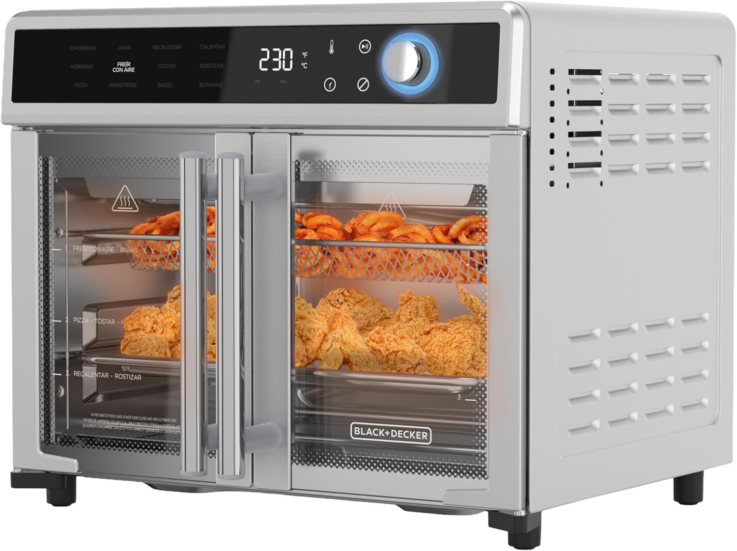 BLACK+DECKER 12-in-1 Crisp ‘N Bake Air Fryer Toaster Oven | 12-in-1 air fryer toaster oven fits a 12-inch pizza with convection cooking for crispy, fast family meals.
