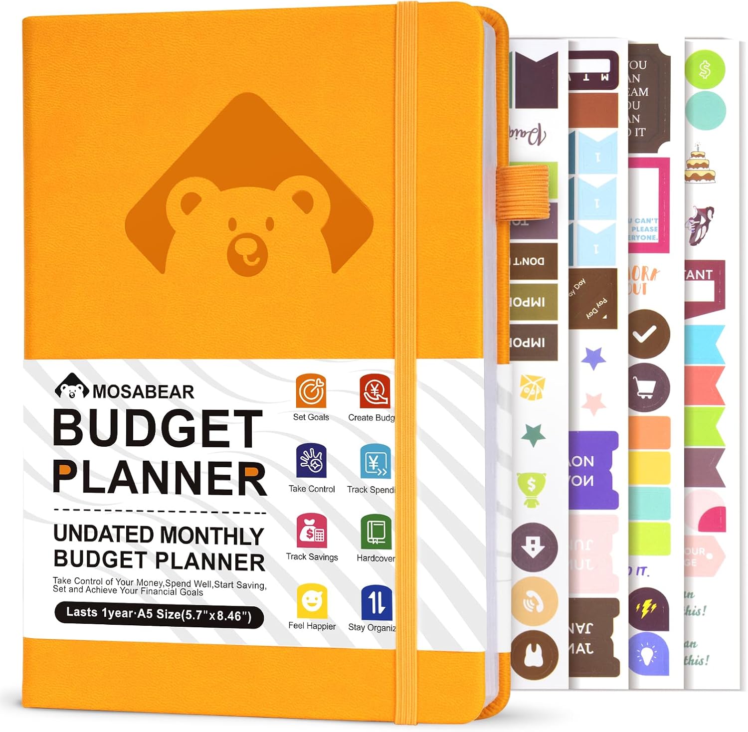Budget Planner & Monthly Bill Organizer – Monthly Financial Book with Pockets Expense Tracker Notebook. Monthly Budgeting Organizer, Finance Logbook & Accounts Book, Bill Tracker, A5（Orange）