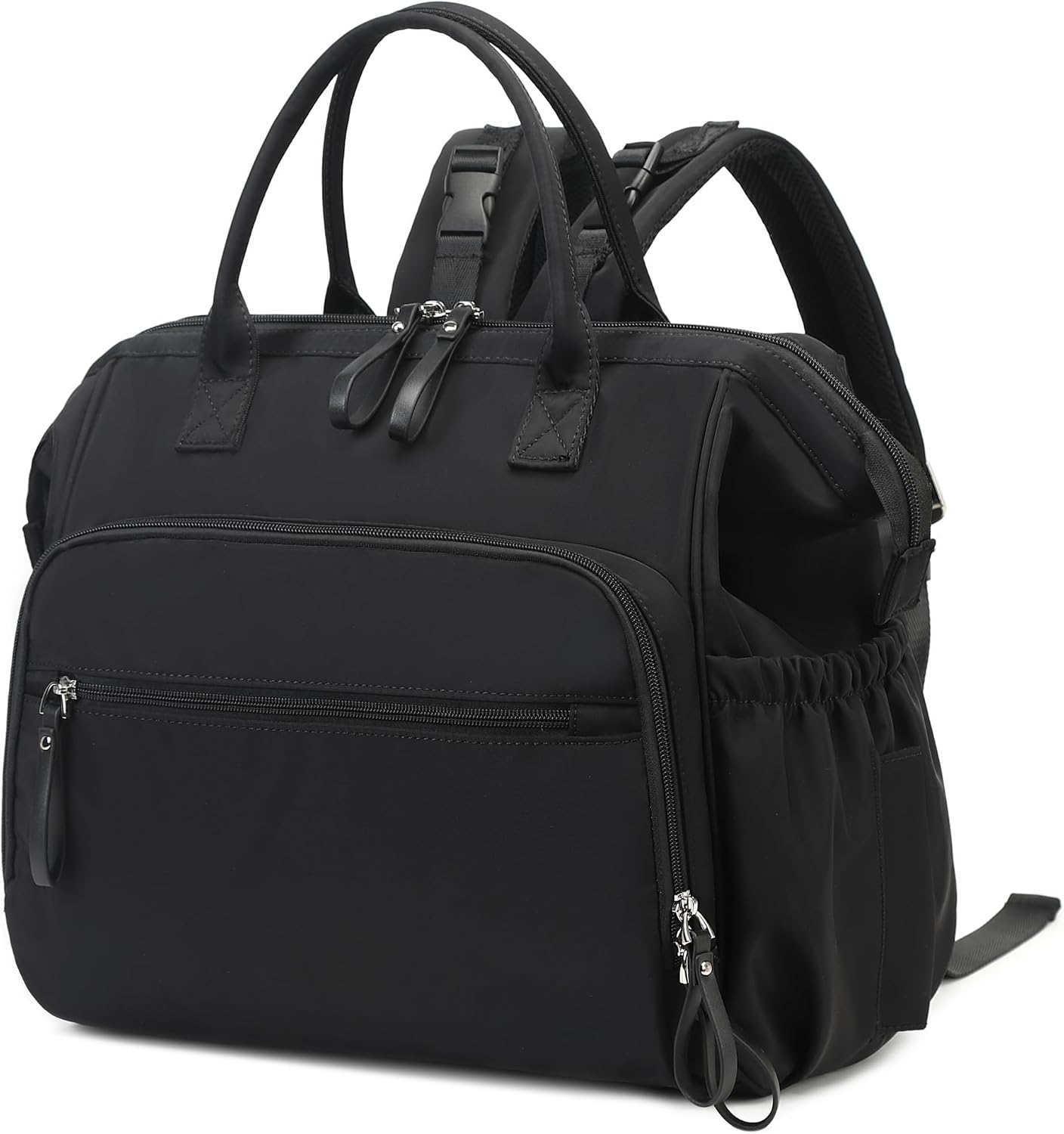 Large Diaper Bag Tote (Black, Large-20L) | 14 Pockets, Convertible, Stroller Clips, 3 Insulated Pockets, Water-resistant