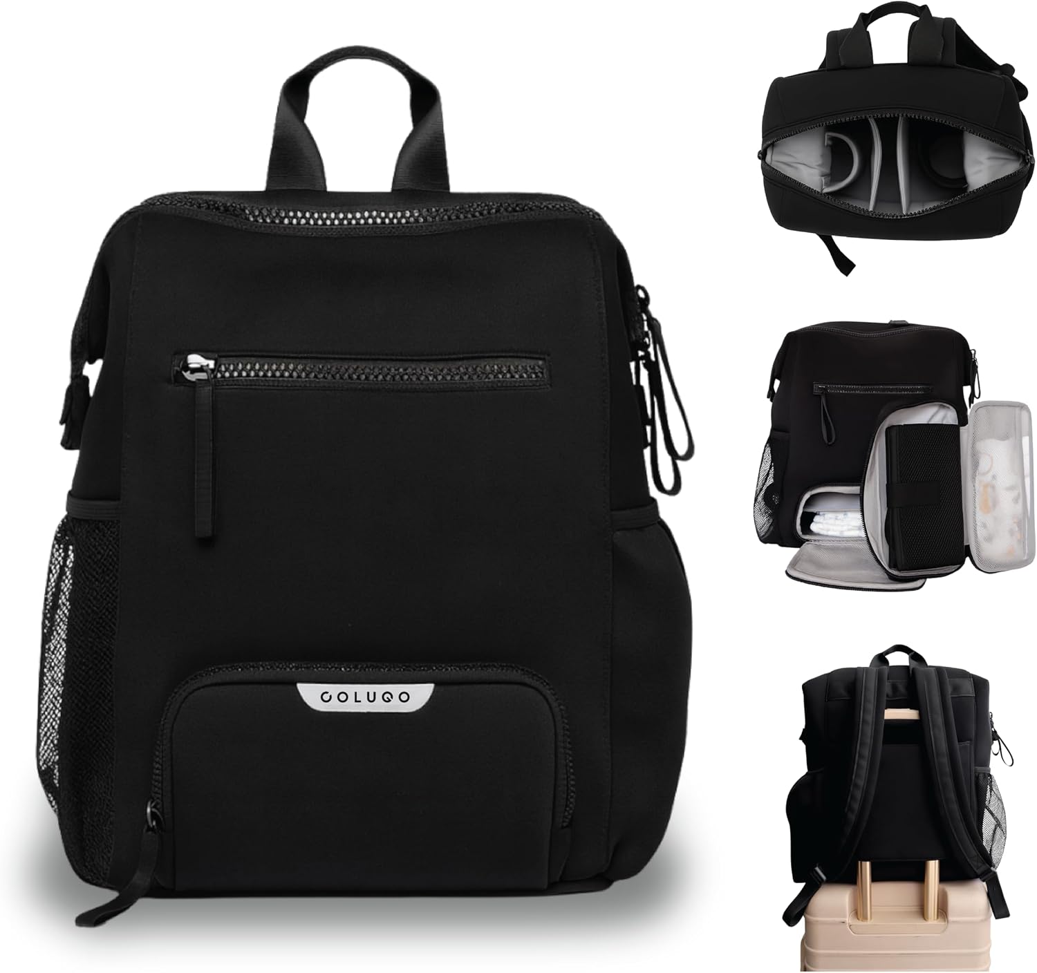 Colugo Neoprene Parent Diaper Backpack With Changing Pad & Pouches | Award-winning, Washable Baby Bag with Insulated Pocket, Luggage Sleeve, Multiple Customizable Compartments, 4 Cupholders