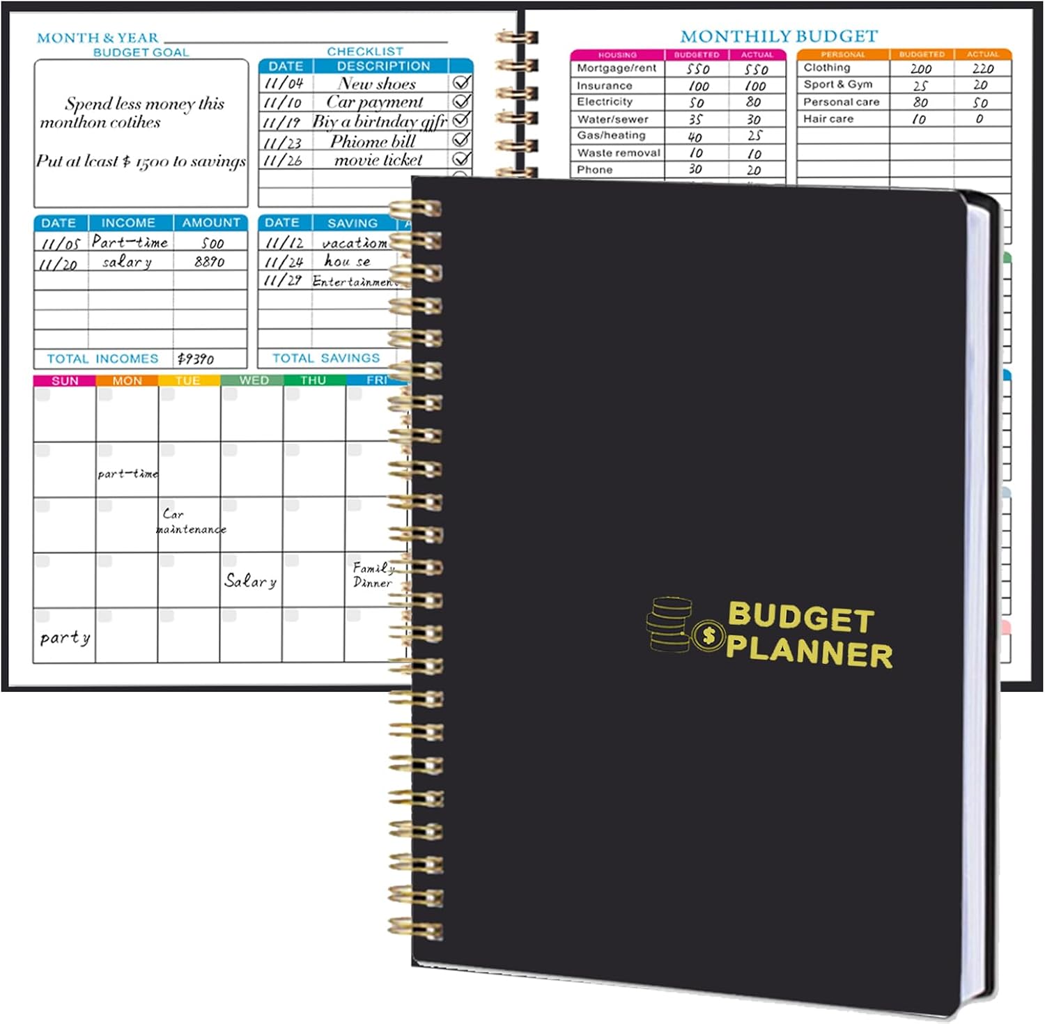 Budget Planner – Monthly Bill Organizer with Expense Saving Debt Notebook to to Take Control of Your Money, Undated Financial Planner/Budget Book, Start Anytime, A5(8.6×5.9 inches),100gsm Paper