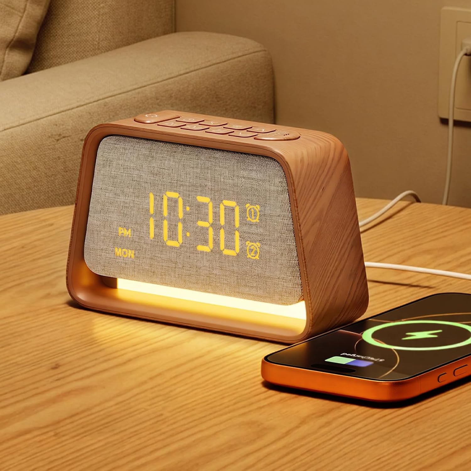 Vivilumens Alarm Clock with White Noise Machine Night Light for Bedroom | 20 Sleep Timer Sounds Machine (30/60/90 min) , Digital Alarm Clock with Snooze, Gental Wake Up Light, 0–12 Volume