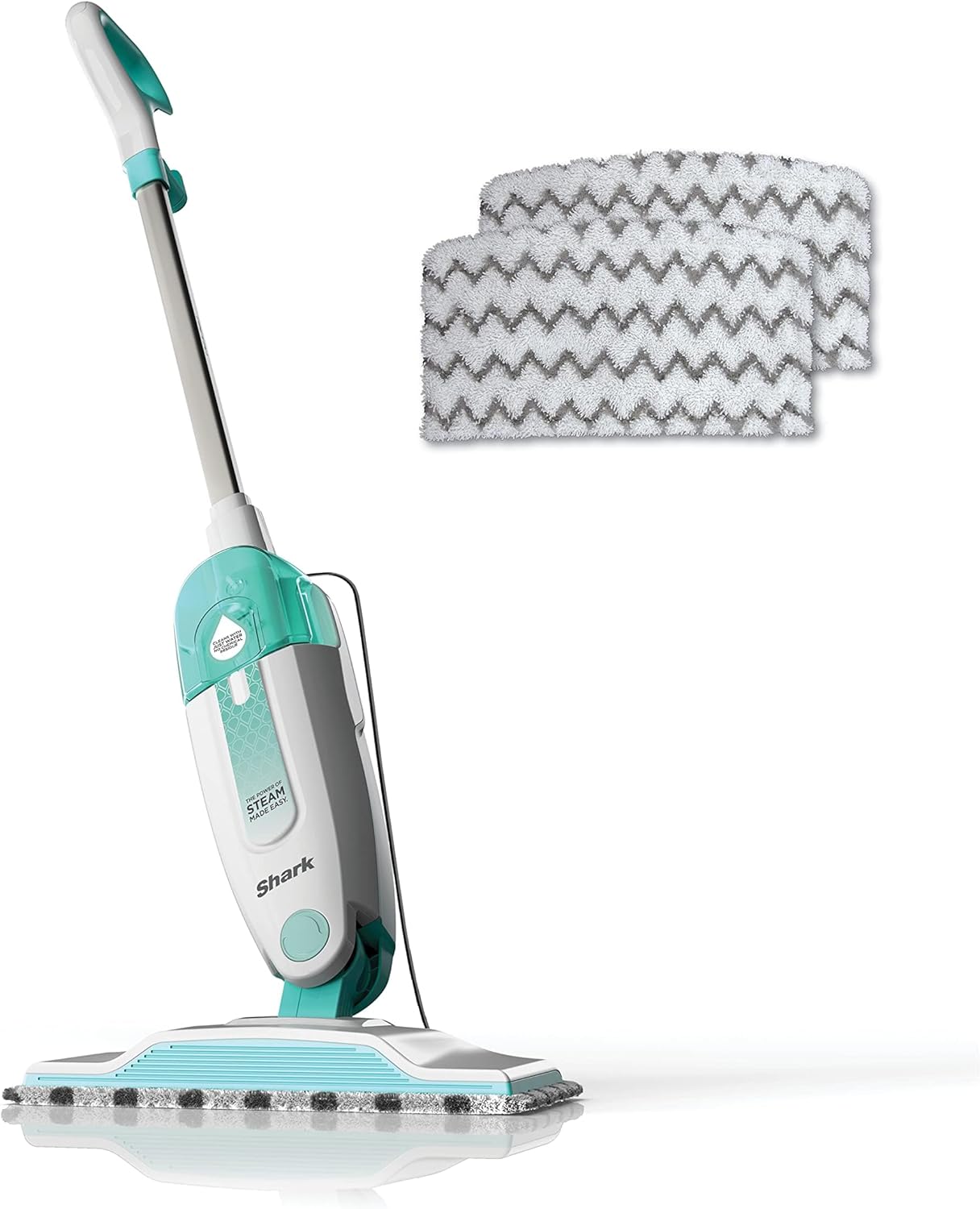 Shark Steam Mop for Sealed Hard Floors with 2 Dirt Grip Pads, White, S1000 | Removable Water Tank, Lightweight, 2 Machine Washable Dirt Grip Pads, Steam Sanitization on Sealed Hard Floors