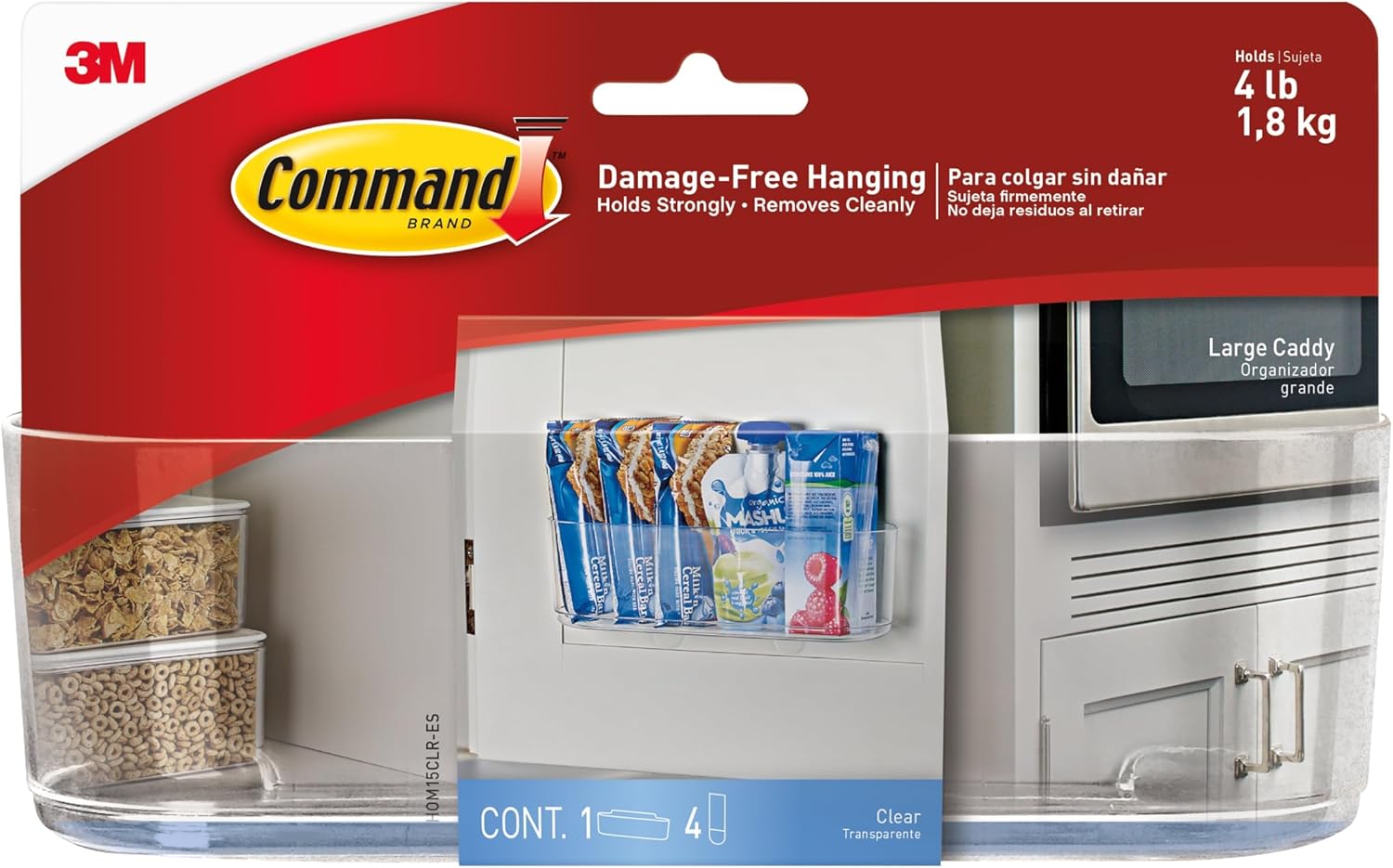 Command Large Caddy, Organize Damage-Free, 1 caddy, 4 strips (HOM-15)