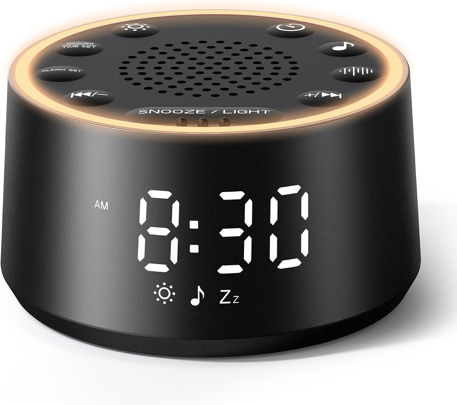 Dreamegg D1 Nova Sound Machine Alarm Clock, White Noise for Sleep, Black | 25 Sounds, 7 Gentle Alarms, Dimmable Clock, 10-480 Min Timer, White Noise Machine Alarm Clock for Heavy Sleepers, Adults