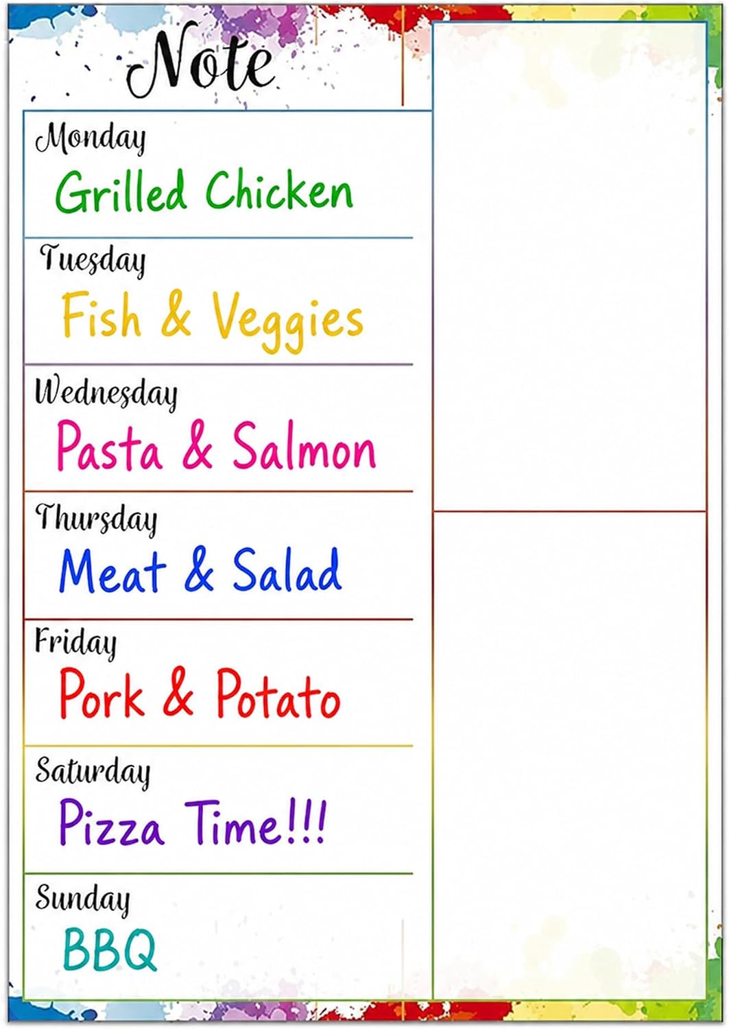 Magnetic Weekly Meal Planner, Fridge Dry Erase Menu Board (C) | 8 x 12 inch dry erase whiteboard with strong magnetic backing for weekly menus, notes, grocery lists, families and roommates