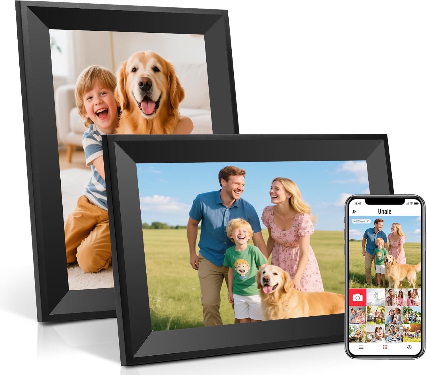 Uhale 10.1 inch WiFi Touch Screen Digital Picture Frame A Gift for an Elder | Smart Cloud Electronic Photo Frame 16GB Memory,support Rotate Wall Mount,Sleep mode-Send photos and videos via the Uhale App