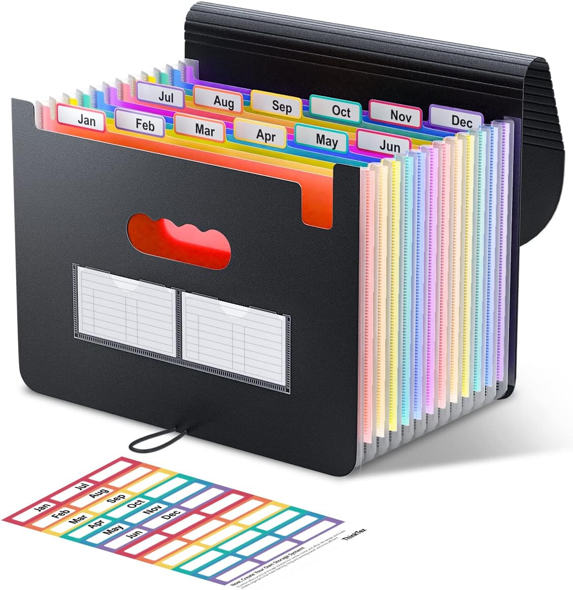ThinkTex Accordion File Organizer, 12 – Pocket Expanding File Folders | for Paper Receipts, Bills&Taxes Organizer, Portable Letter/A4 Size Document Holder for School, Office, Home