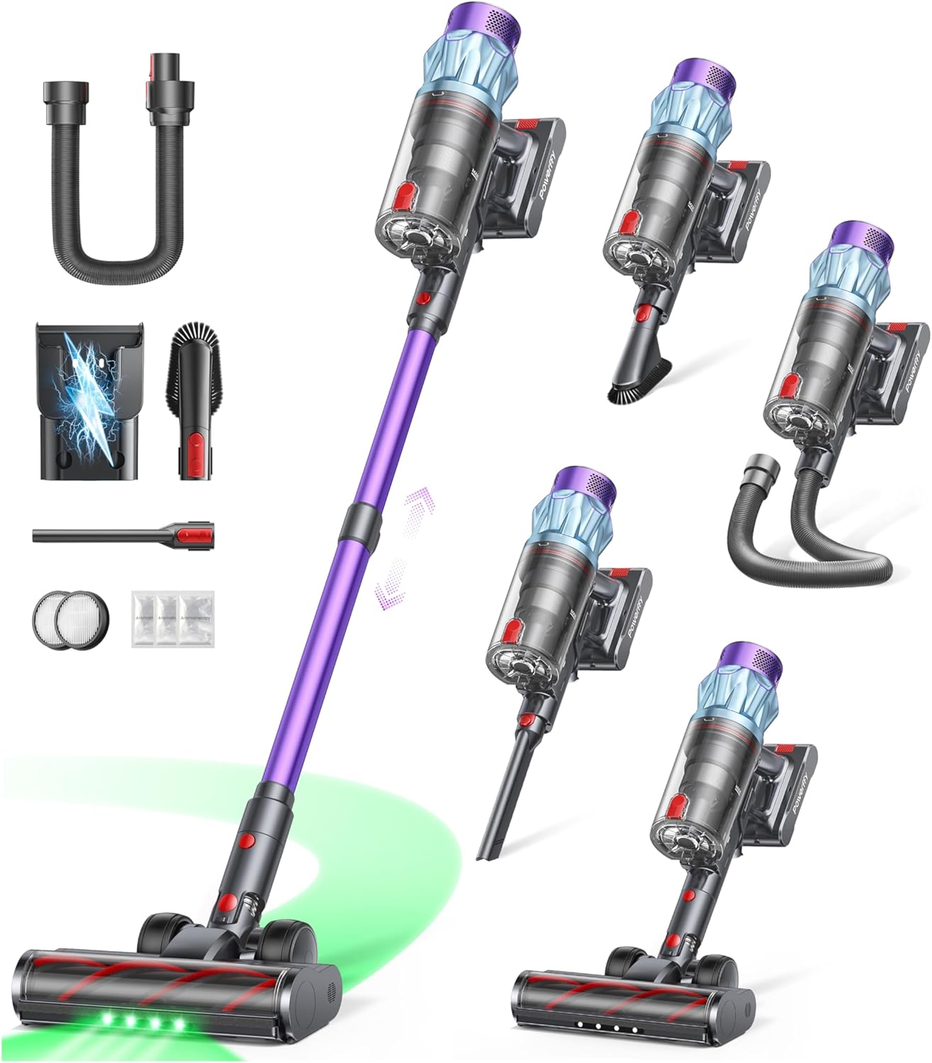 Cordless Vacuum Cleaner 70Mins/650W/55KPA, Stick Vacuum Cleaners for Home | 3.3Ft Hose & Auto Mode, Wall Mount Charging, Self-Standing Vacuums with Fragrance, Dust-Scraper for Hardwood Floor/Car/Pet