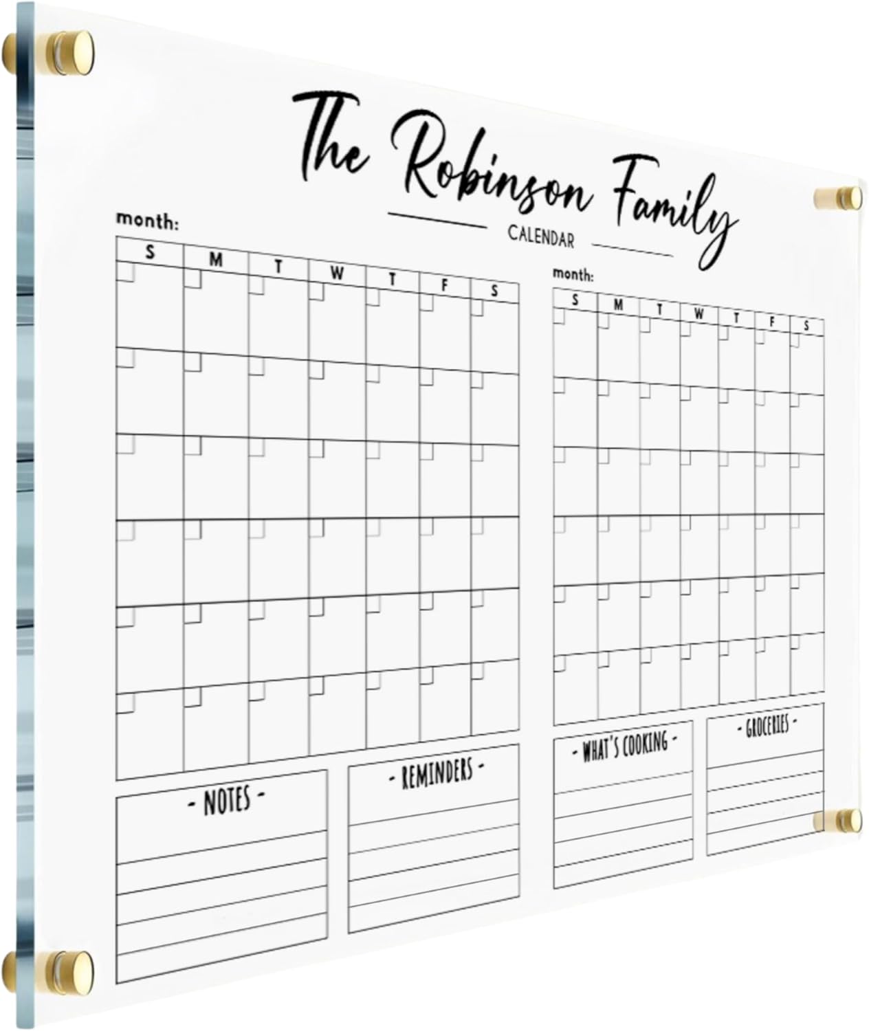 DOUBLE MONTH Wall Calendar – Personalized Planner 2026 Two Month Planner Family Calendar 2026 Calendar w Marker, New Home Gift, Housewarming Gift