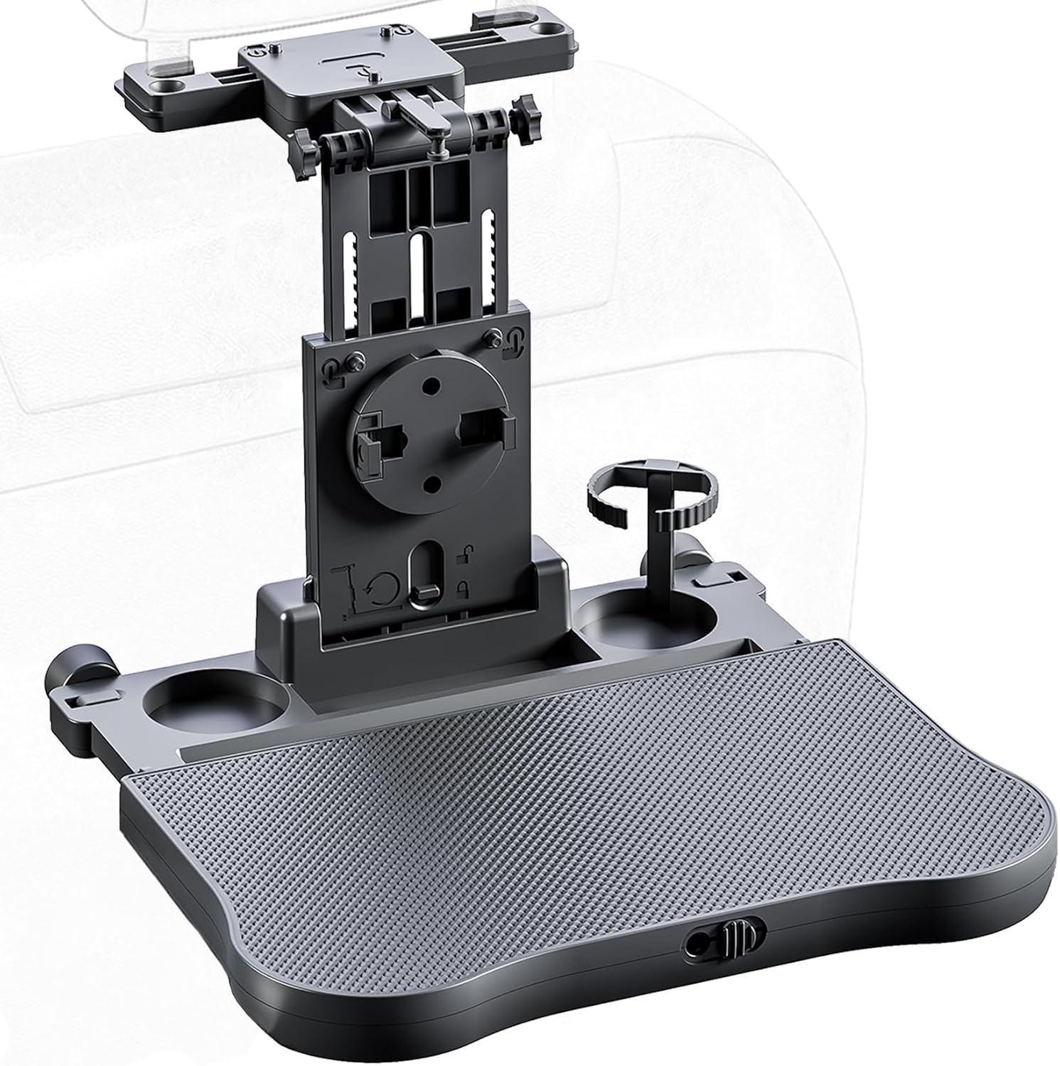 Car Seat Tray Table – Foldable Car Kids Passenger Roadtrip Eating Food Backseat Travel Trays Dinning Working Laptop Desk with Non-Slip Pad/Phone/Tablet Holder