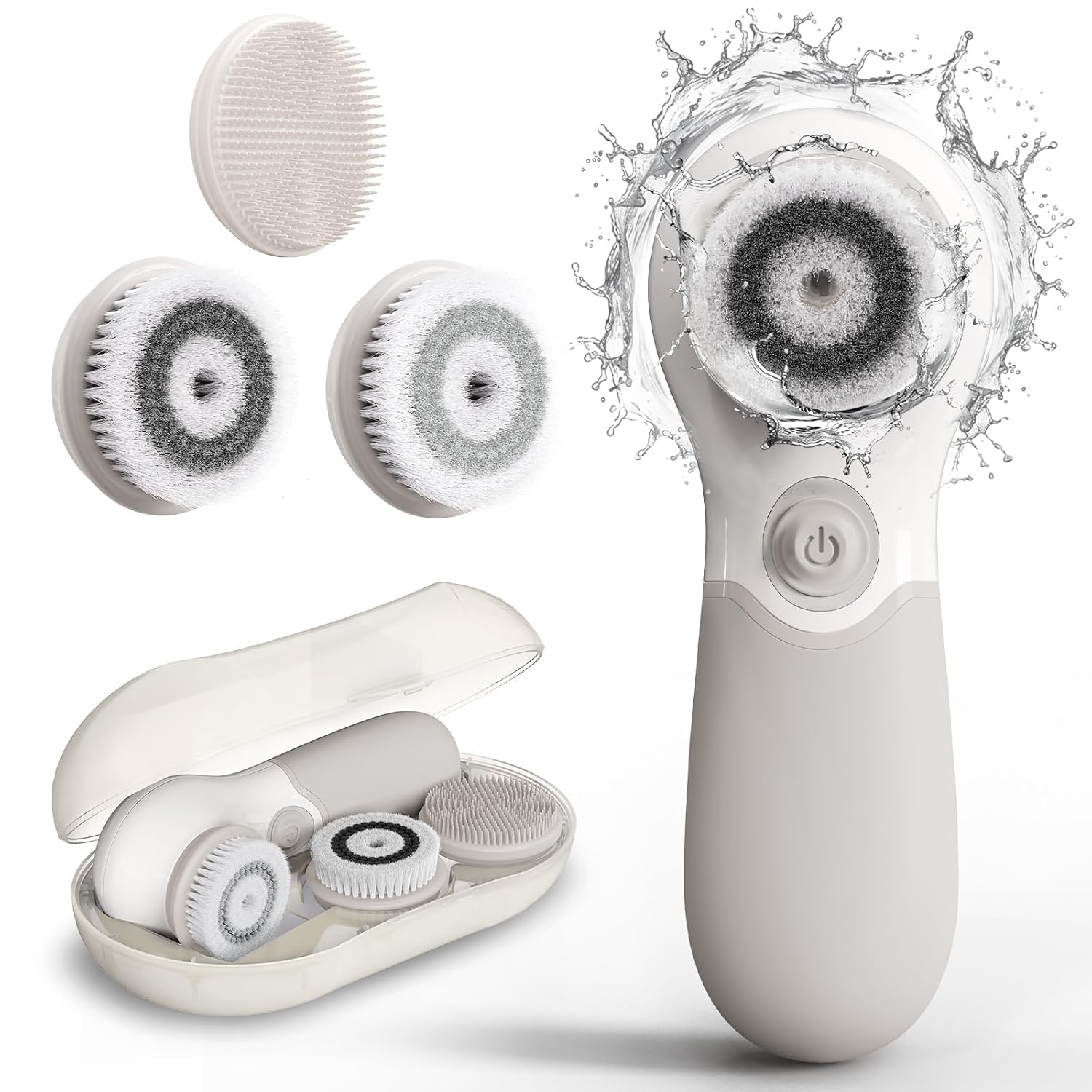 Face Scrubber with 3 Brush Heads & 2 Speeds – Deep Cleaning, Exfoliating, and Massaging for All Skin Types – Facial Cleansing Brush Includes Silicone Head, Travel Case & Free-Plastic Packaging