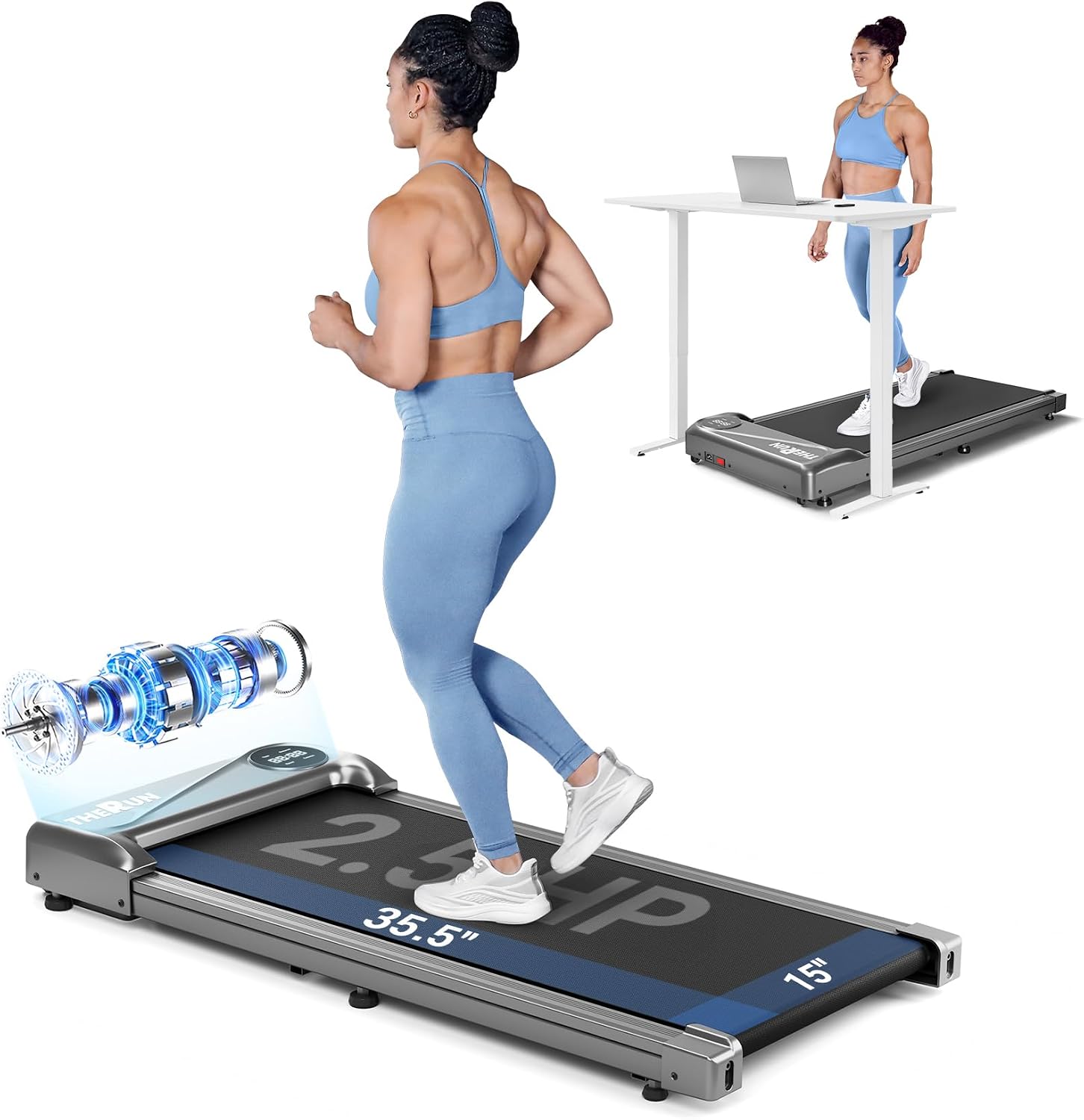 THERUN Walking Pad Under Desk Treadmill for Home and Office Small Walking Pad
