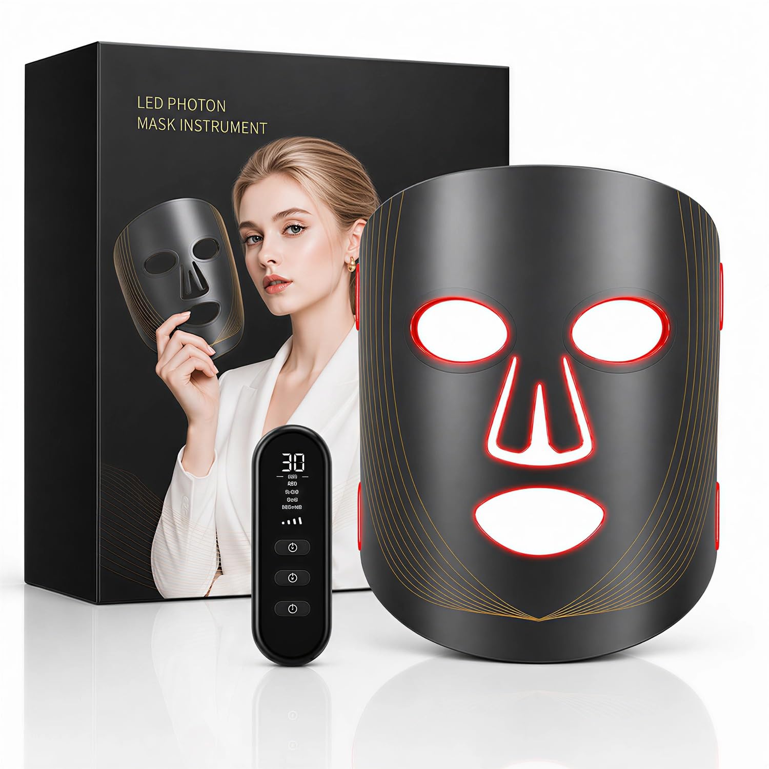 FSA, HSA Eligible Red Light Therapy Mask for Face, LED Face Mask | 850nm Near Infrared, 4 Lights Program