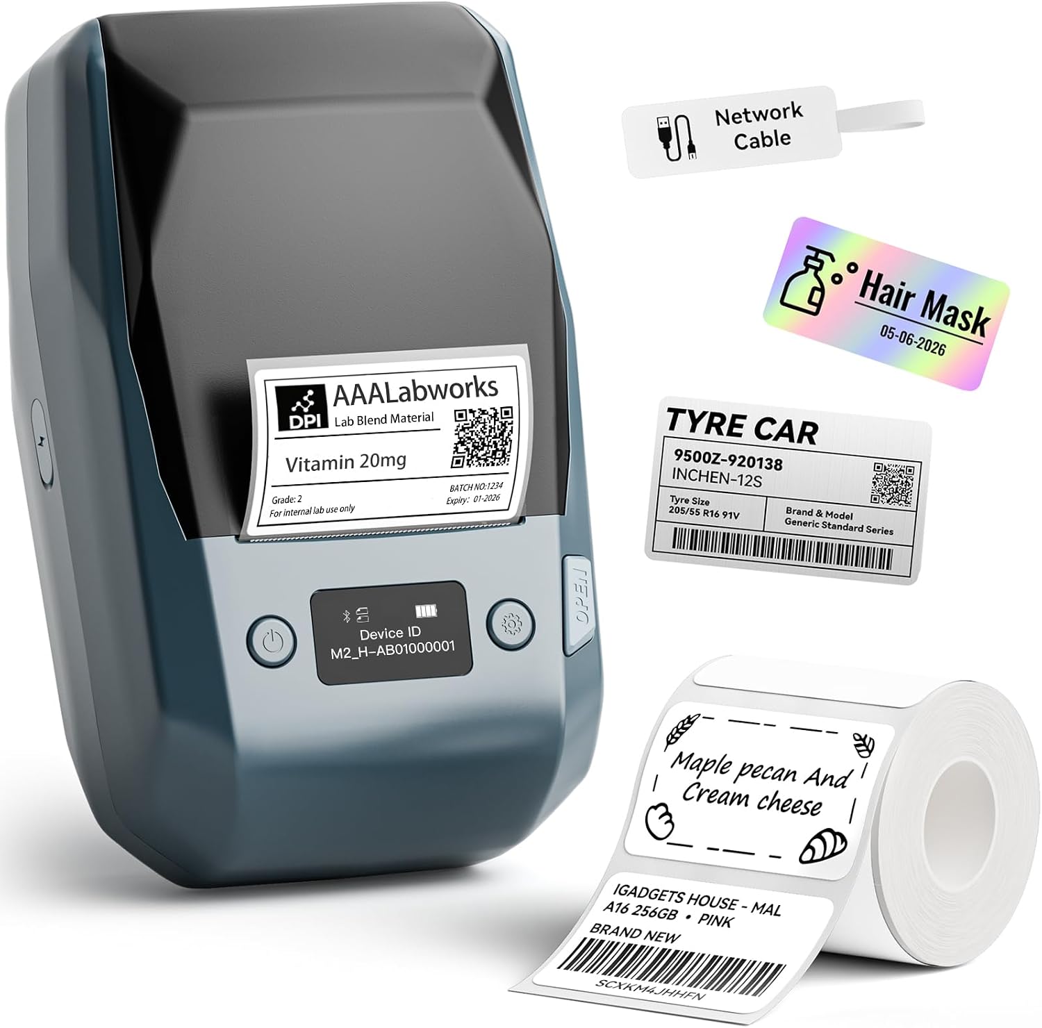 NIIMBOT M2 Bluetooth Thermal Transfer Sticker Printer Support Color Ribbon | 300DPI 2 Inch Versatile Labeling Machine for Office Organization & Business School Home, Compatible with Phone/PC, Blue