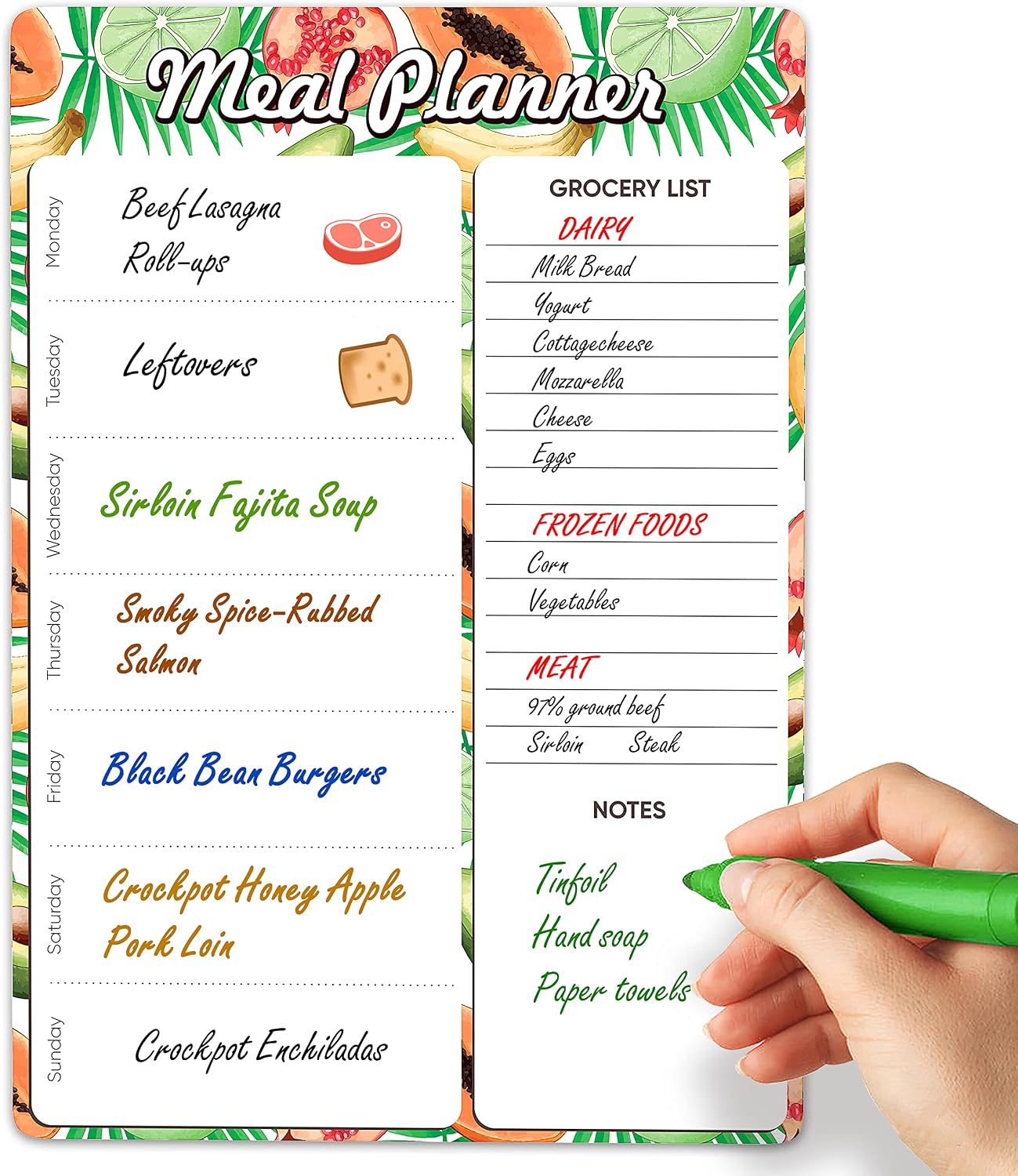 Weekly Meal Planner for Fridge 8×12 – Magnetic Dry Erase Menu White Board | Weekly Menu Magnet Fridge – Weekly Dinner Menu Whiteboard for Fridge – Meal Plan Magnet Grocery Shopping List Reusable Vinyl