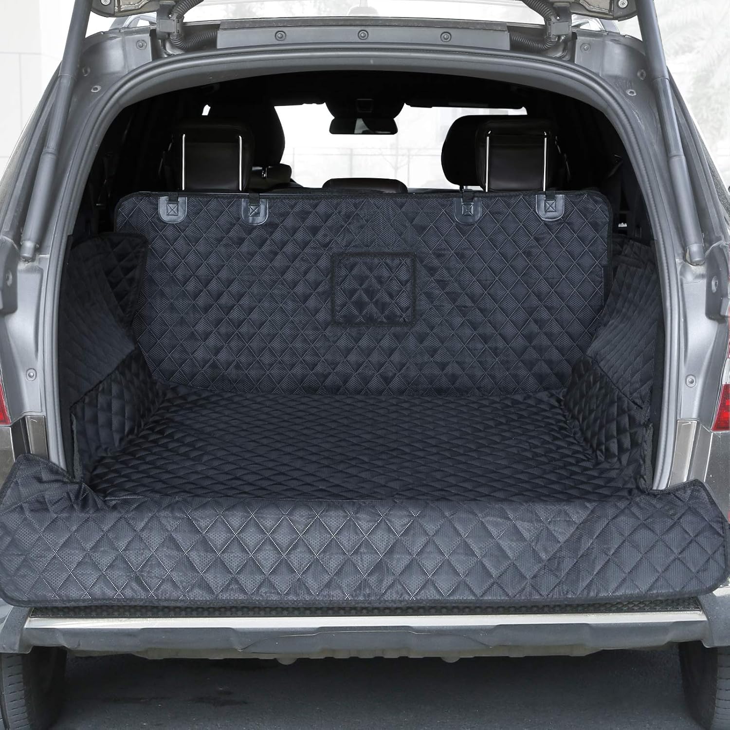 SUV Cargo Liner for Dogs, Trunk Cover with Bumper Flap Protector | Waterproof Pet Cargo Cover with Side Flaps, Dog Car Seat Cover with Non-Slip Mat, Prevents Scratches, Pet Hair, Mud, and Dirt