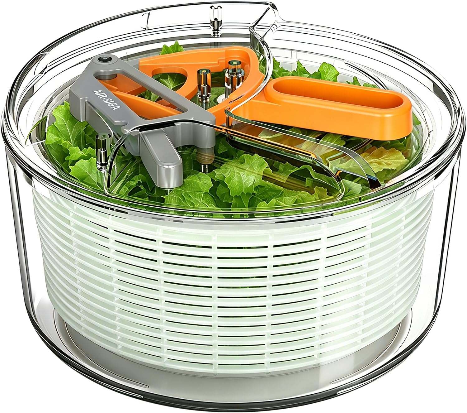 MR.SIGA Large Salad Spinner Dryer, Vegetable Lettuce Spinner | Large 6.87 quart capacity, salad spinner and dryer for washing and spinning, ideal for draining greens, fruits, veggies
