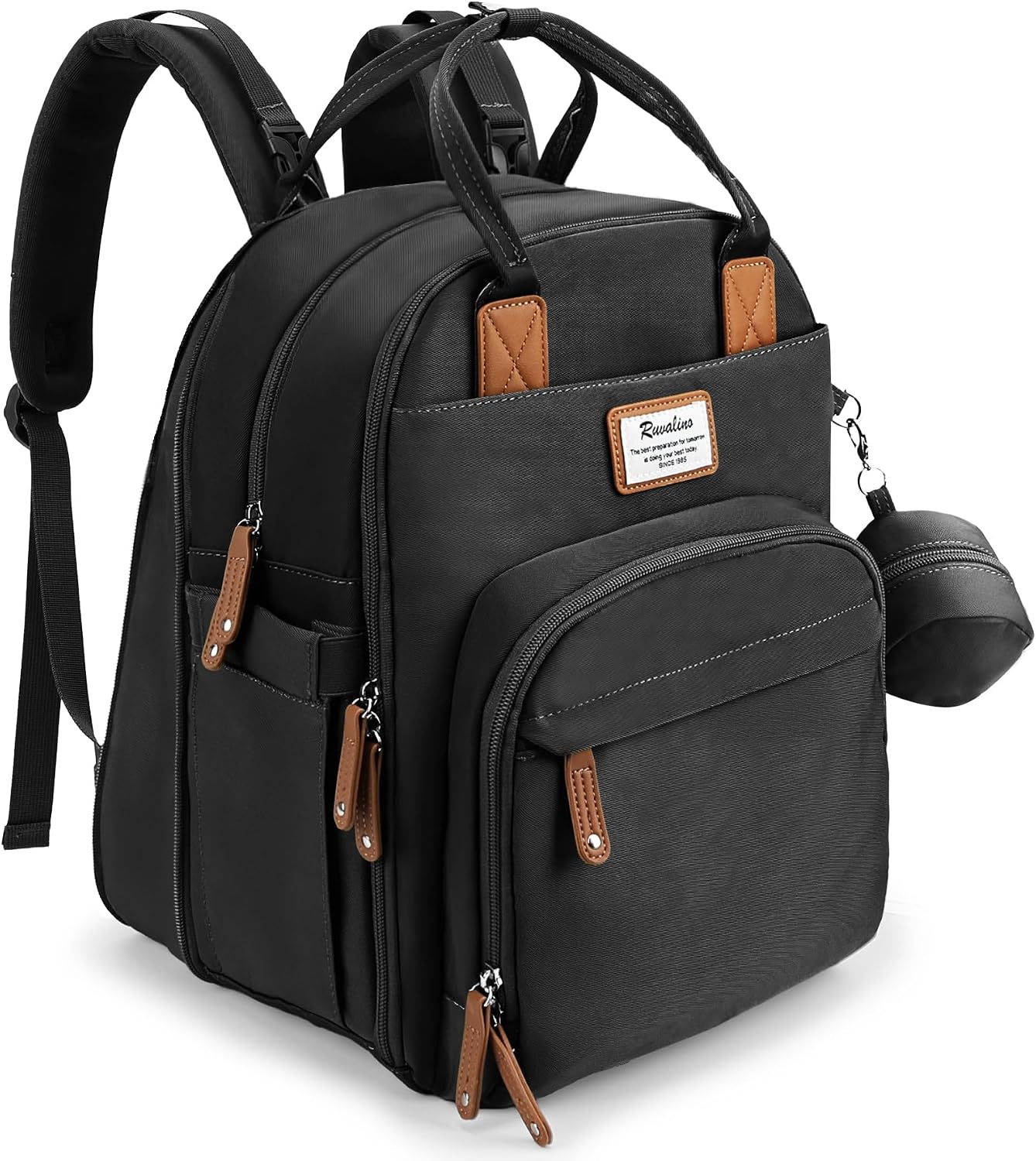 RUVALINO Baby Diaper Bag Backpack with Changing Pad, Baby Shower Gifts | Baby Essentials, Waterproof Travel Baby Bags for Mom Dad Girl Boy, Insulated Bottle Holders, Pacifier Case, Large Capacity