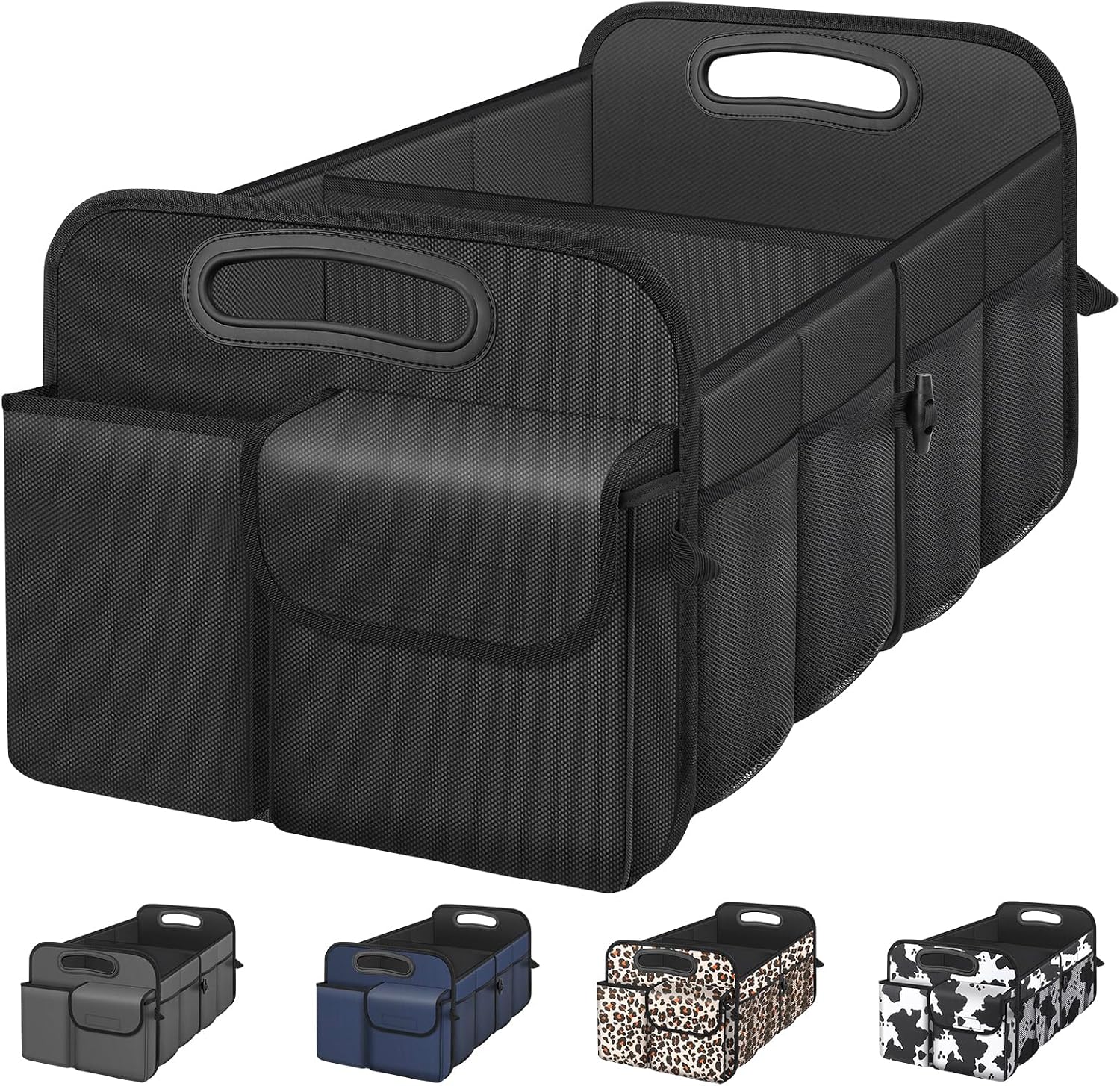 Car Trunk Organizer with Large Capacity Waterproof Car Accessories for Women & Men, Collapsible Trunk Organizer for Suv/Jeep/Sedan,Tools (Black, Standard)