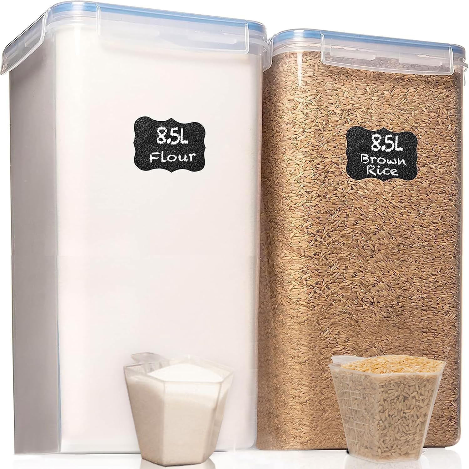 Flour Storage Container 2 PC [8.5L / 287 Oz] Extra Large Food Storage Containers with Lids – Airtight, Leak Proof, BPA-Free Plastic Flour Sugar Storage Containers – Bulk Storage for Kitchen & Pantry