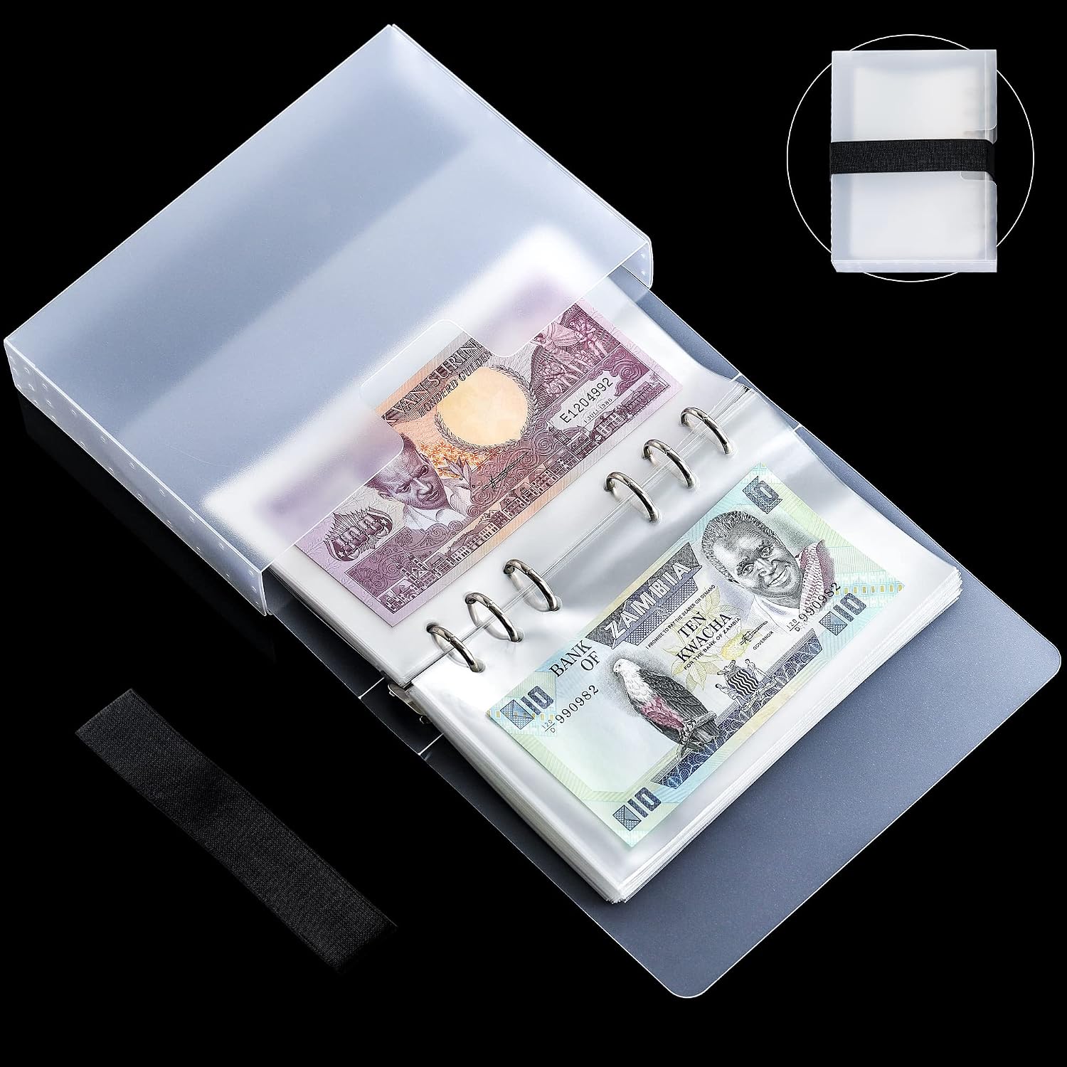 100 Pocket Currency Album – 7 × 4 inch Portable Banknotes Holder Dollar Paper Money Sleeves Storage Book for Bills Documents Tickets Trading Cards Stamps Collection Supplies AN0501BK | Uncle Paul Paper Money Sleeves Storage Book for Bills Tickets Trading Cards Stamps Collection Supplies AN0501BK