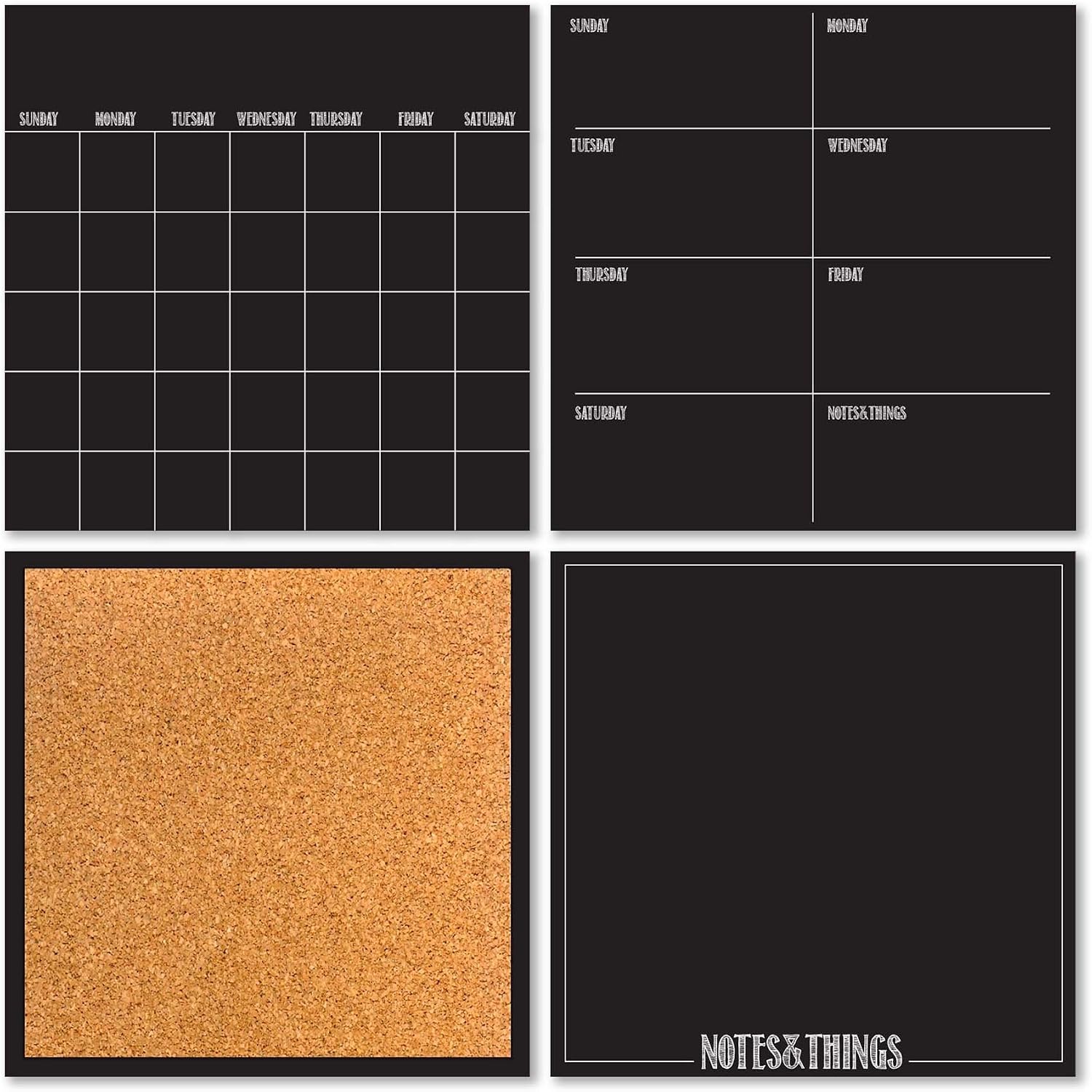 Wall Pops WPE1875 4 Piece Organizer Kit, Black