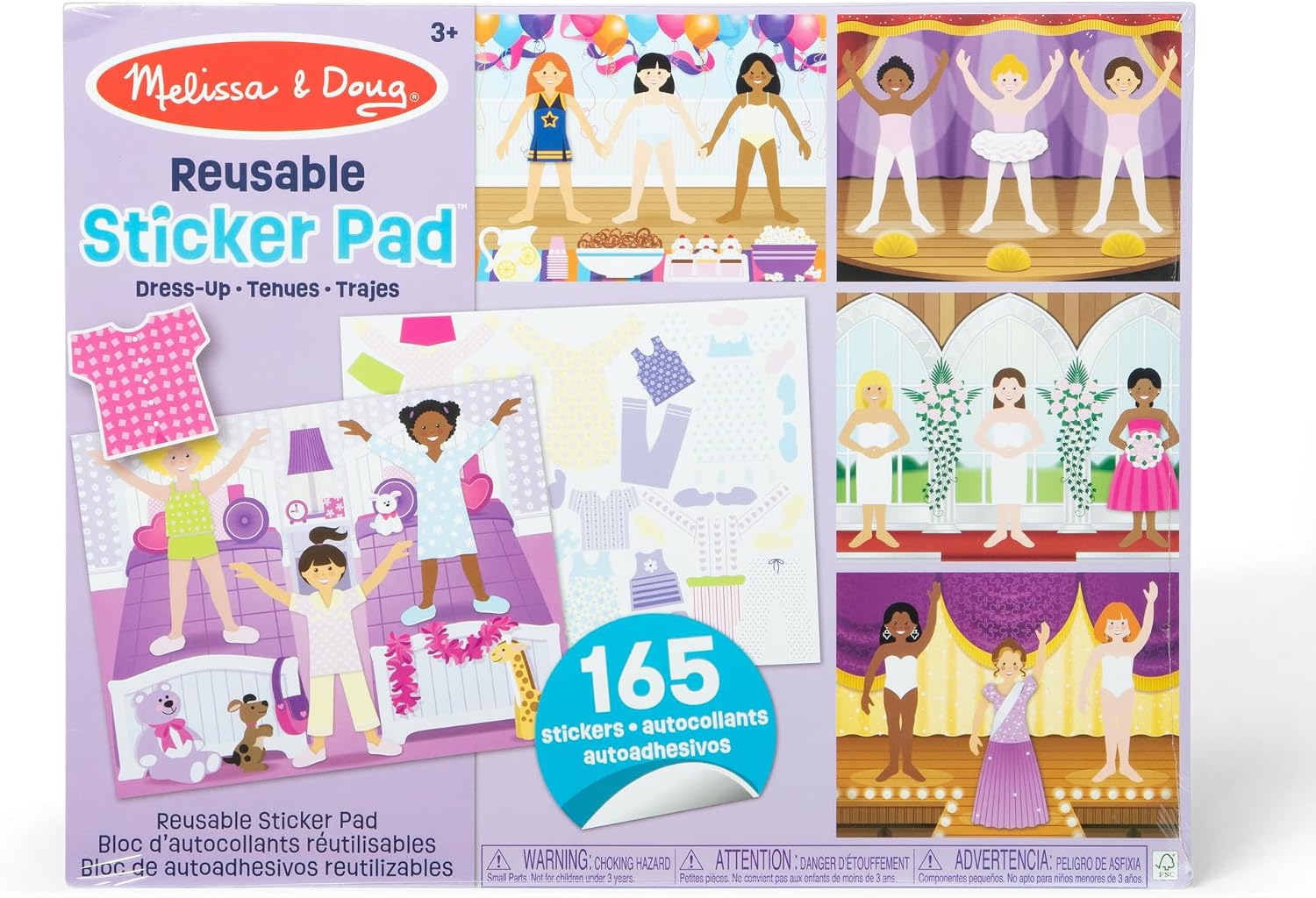 Melissa & Doug Reusable Sticker Pad: Dress-Up – 165+ Reusable Stickers – Removable Stickers, Kids Fashion Activities, Restickable Sticker Book for Kids Ages 3+
